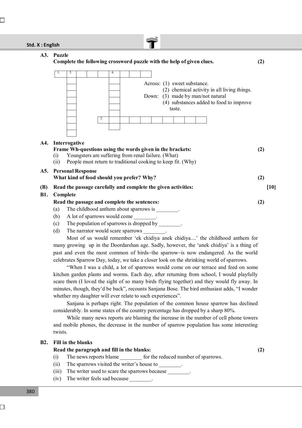Maharashtra Board SSC March 2014-ENGLISH (MM) Question Paper - Page 2
