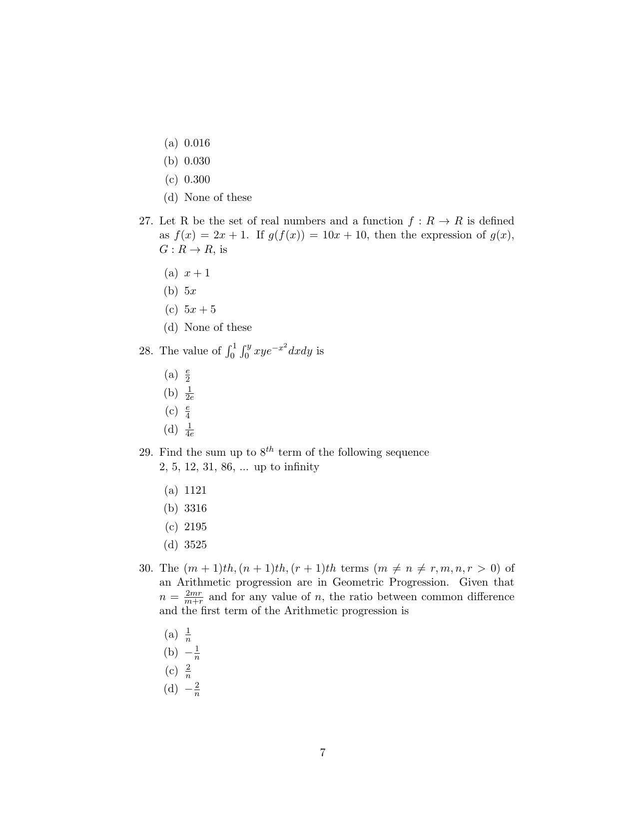 ISI Admission Test M.S.(QMS) QMA 2020 Sample Paper - IndCareer Docs