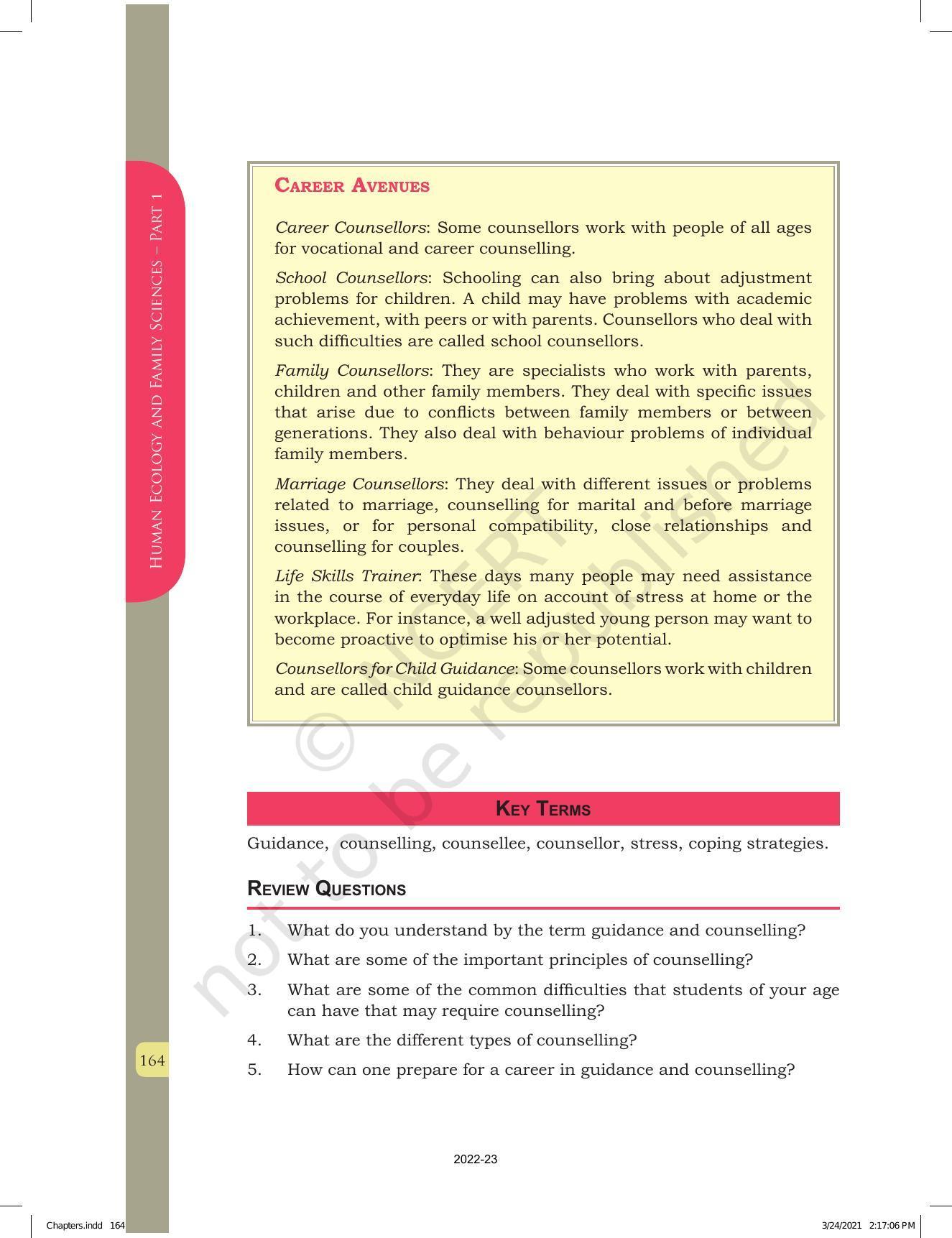 NCERT Book for Class 12 Home Science (Part -I) Chapter 8 Guidance and ...