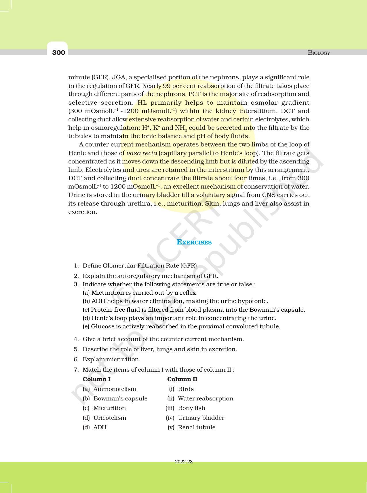 NCERT Book For Class 11 Biology Chapter 19 Excretory Products