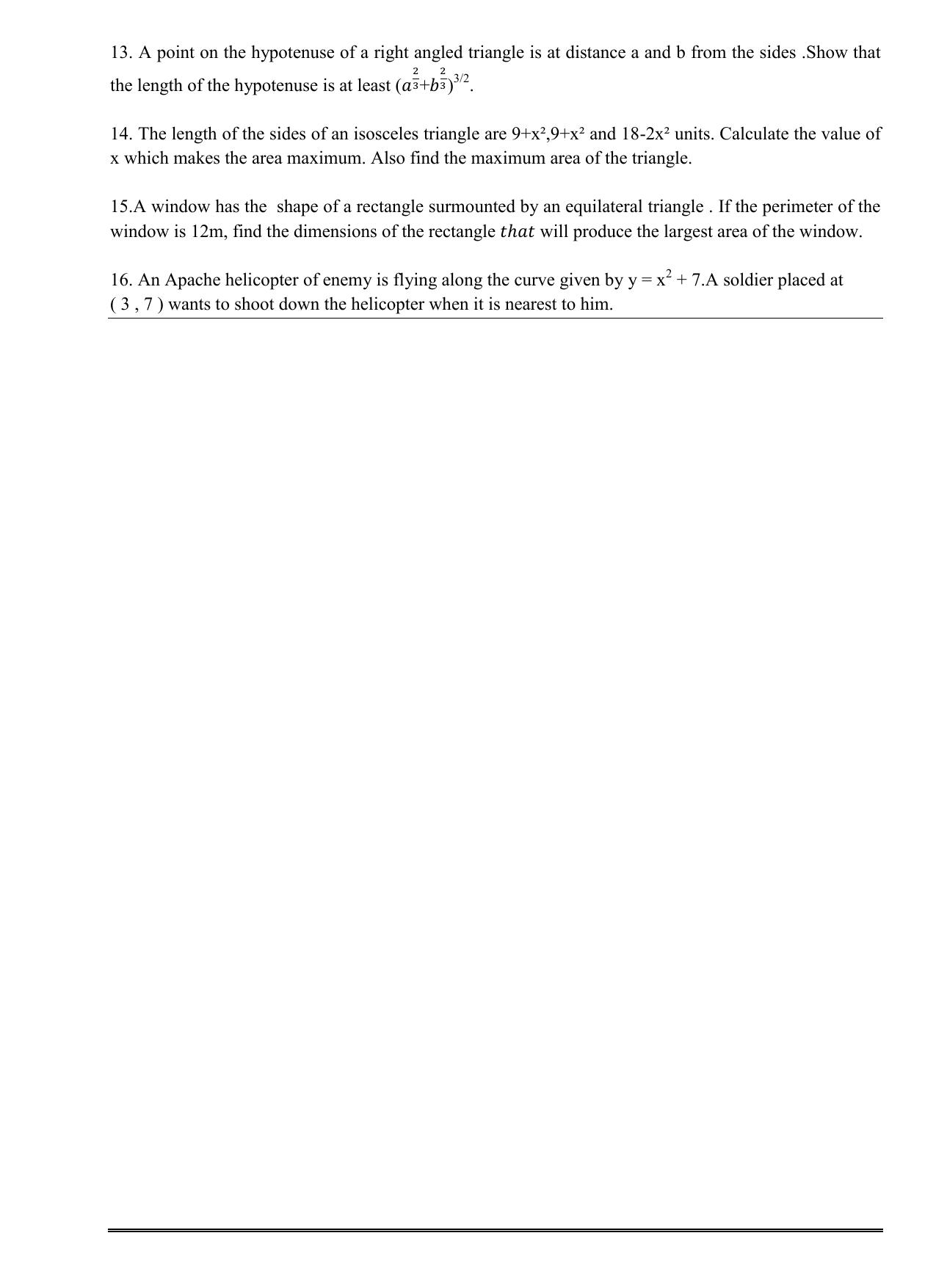 CBSE Worksheets for Class 12 Maths Application of Derivatives - Page 2