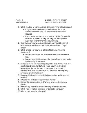 CBSE Worksheets for Class 11 Business Studies Assignment 12