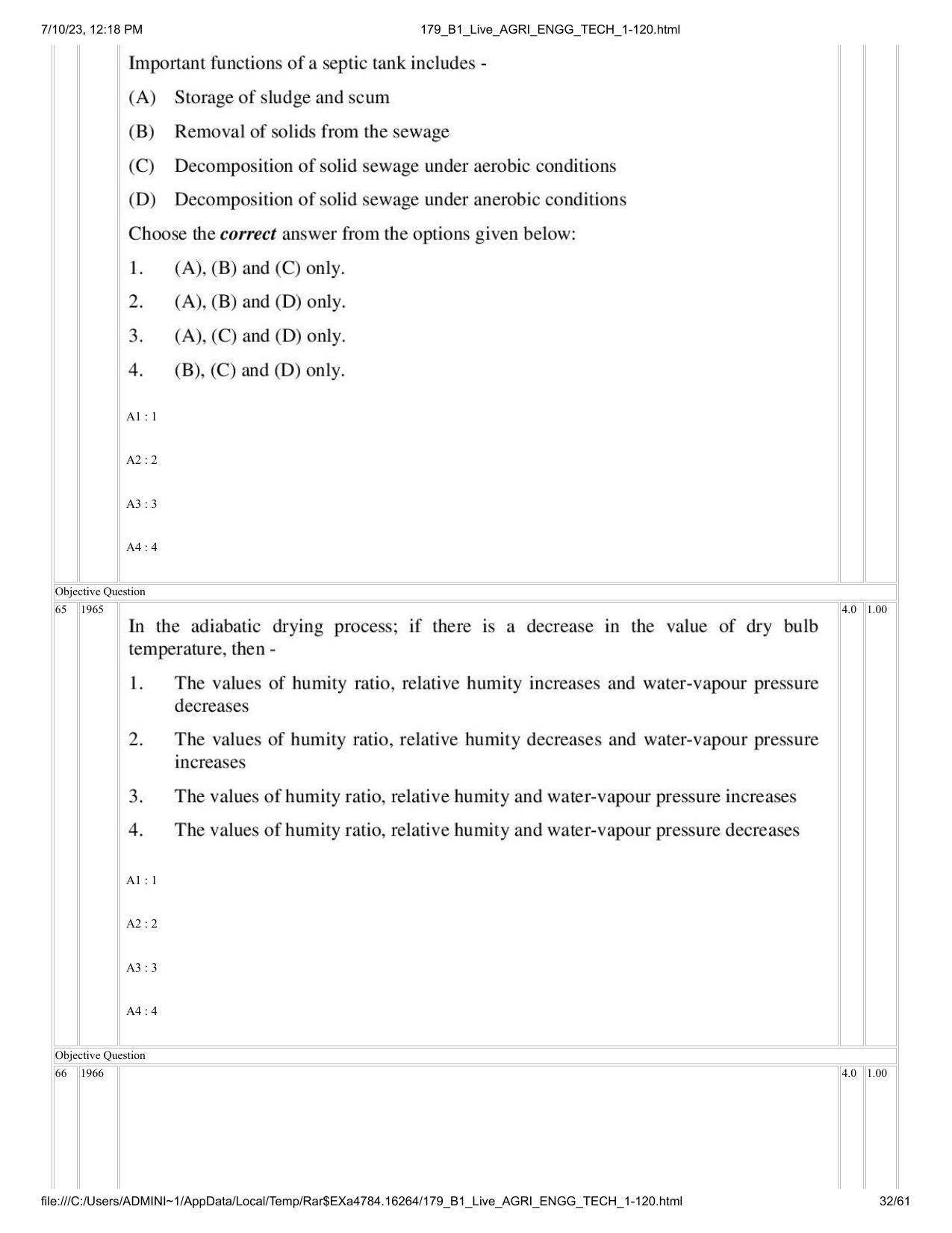 ICAR AIEEA PG 2023 AGRICULTURAL ENGINEERING AND TECHNOLOGY Question ...