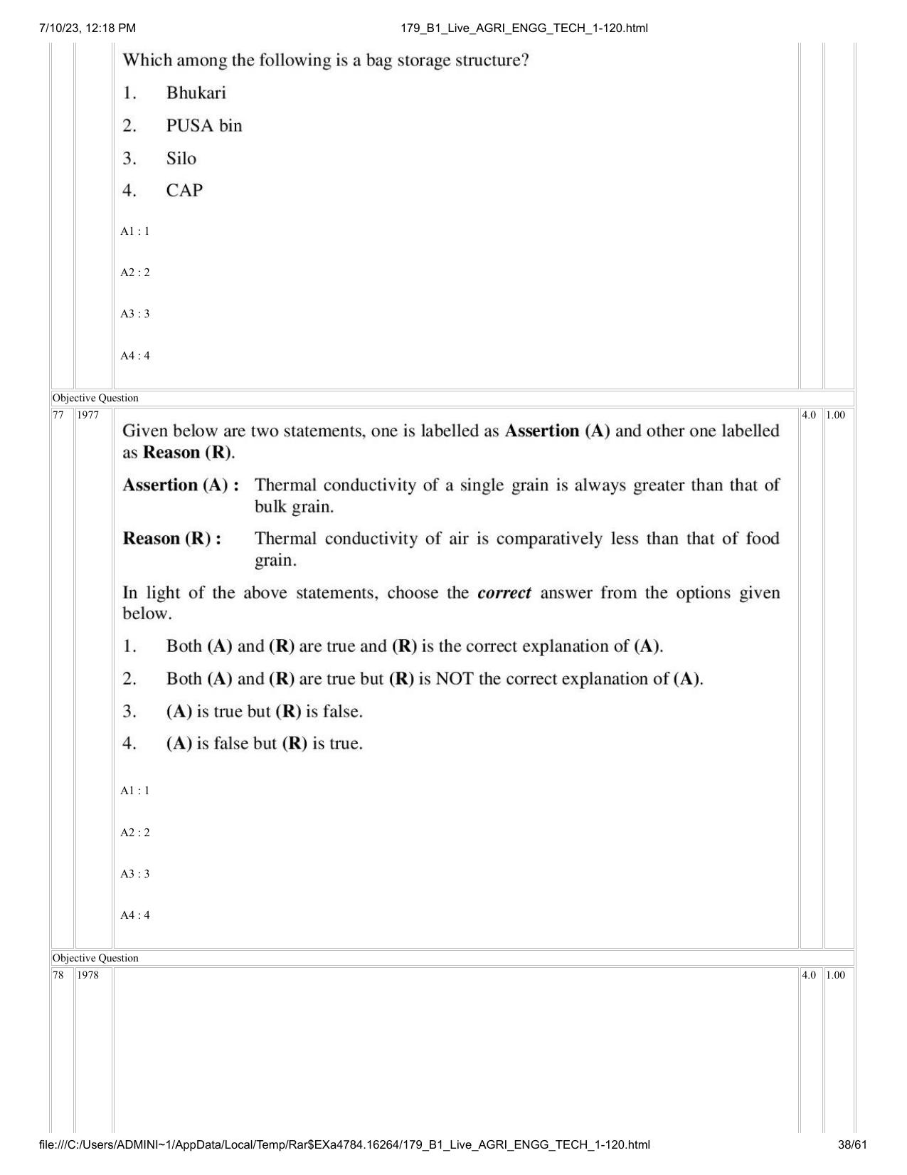 ICAR AIEEA PG 2023 AGRICULTURAL ENGINEERING AND TECHNOLOGY Question ...