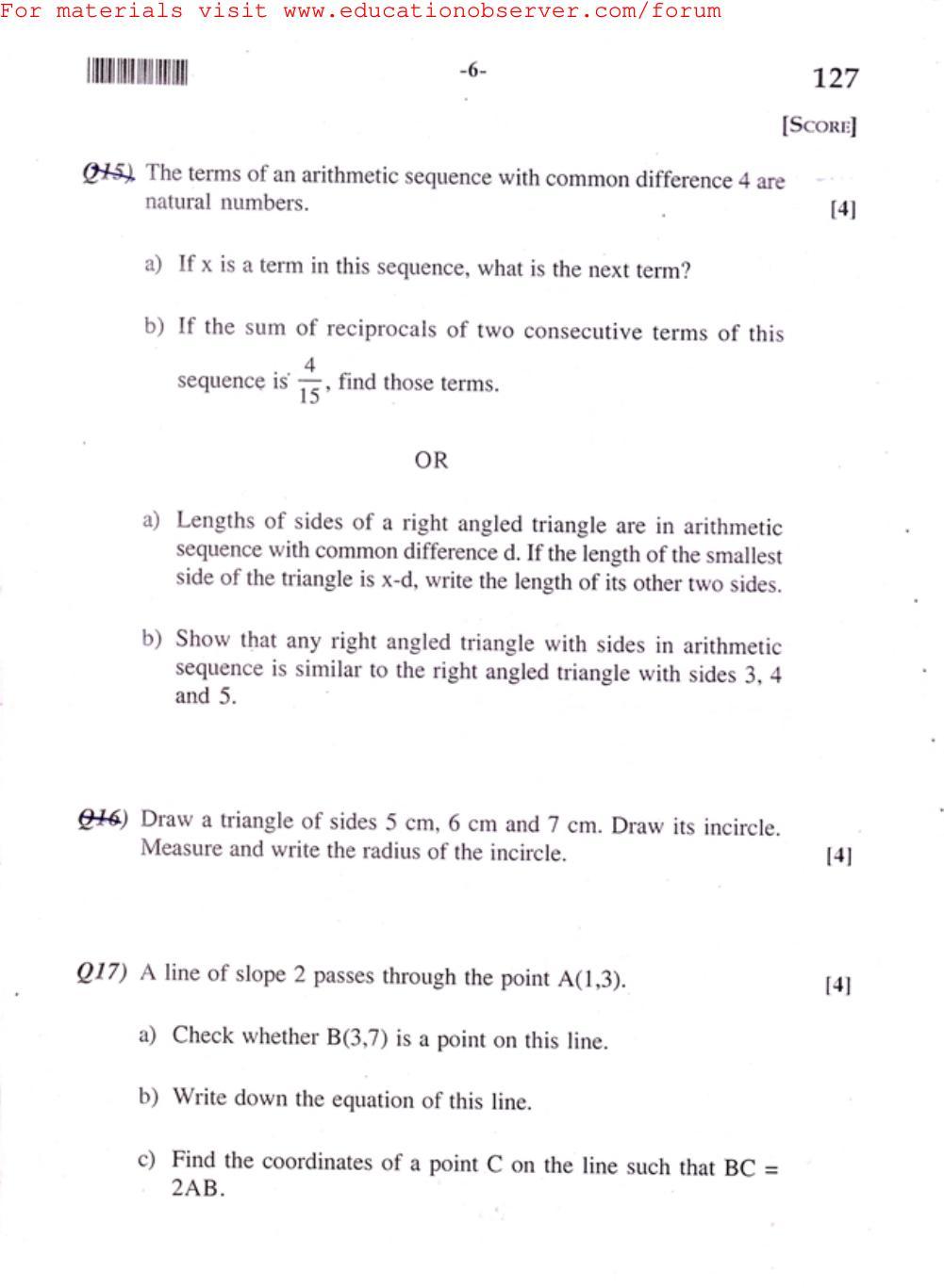 Kerala SSLC 2015 Maths (EM) Question Paper - Page 6