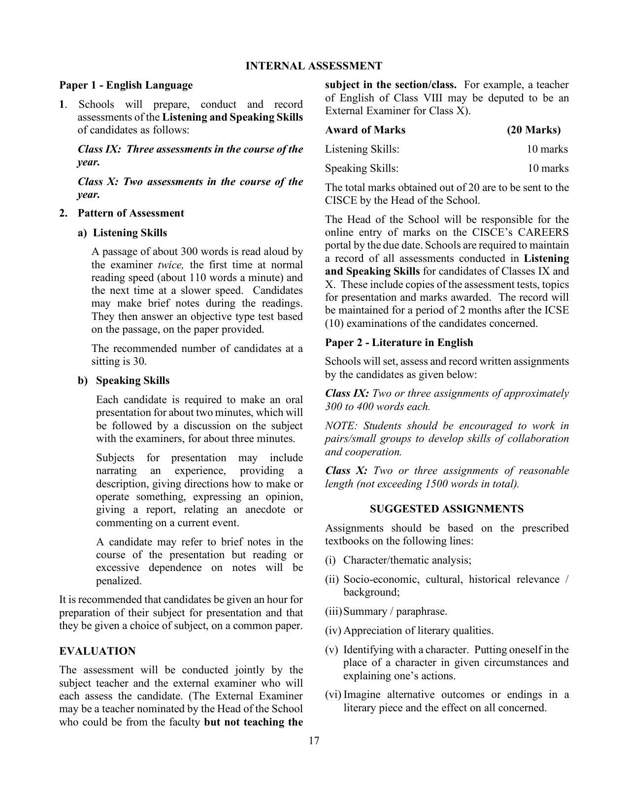 1st Standard Icse English Syllabus