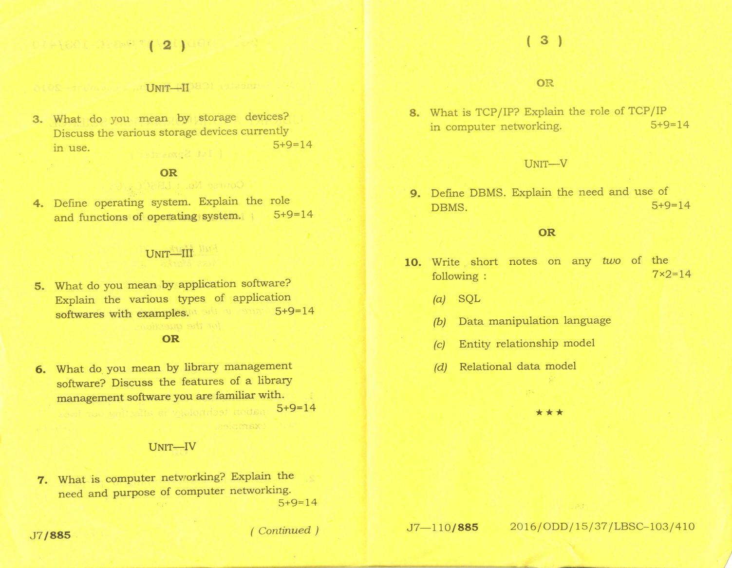 Assam University MLiSc (103) Dec 2013 Question Paper - Page 7