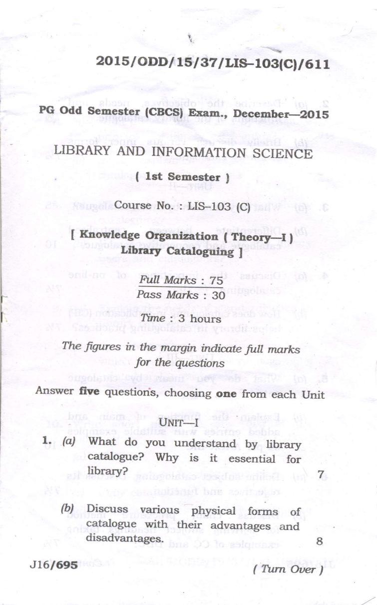 Assam University MLiSc (103) Dec 2013 Question Paper - Page 12