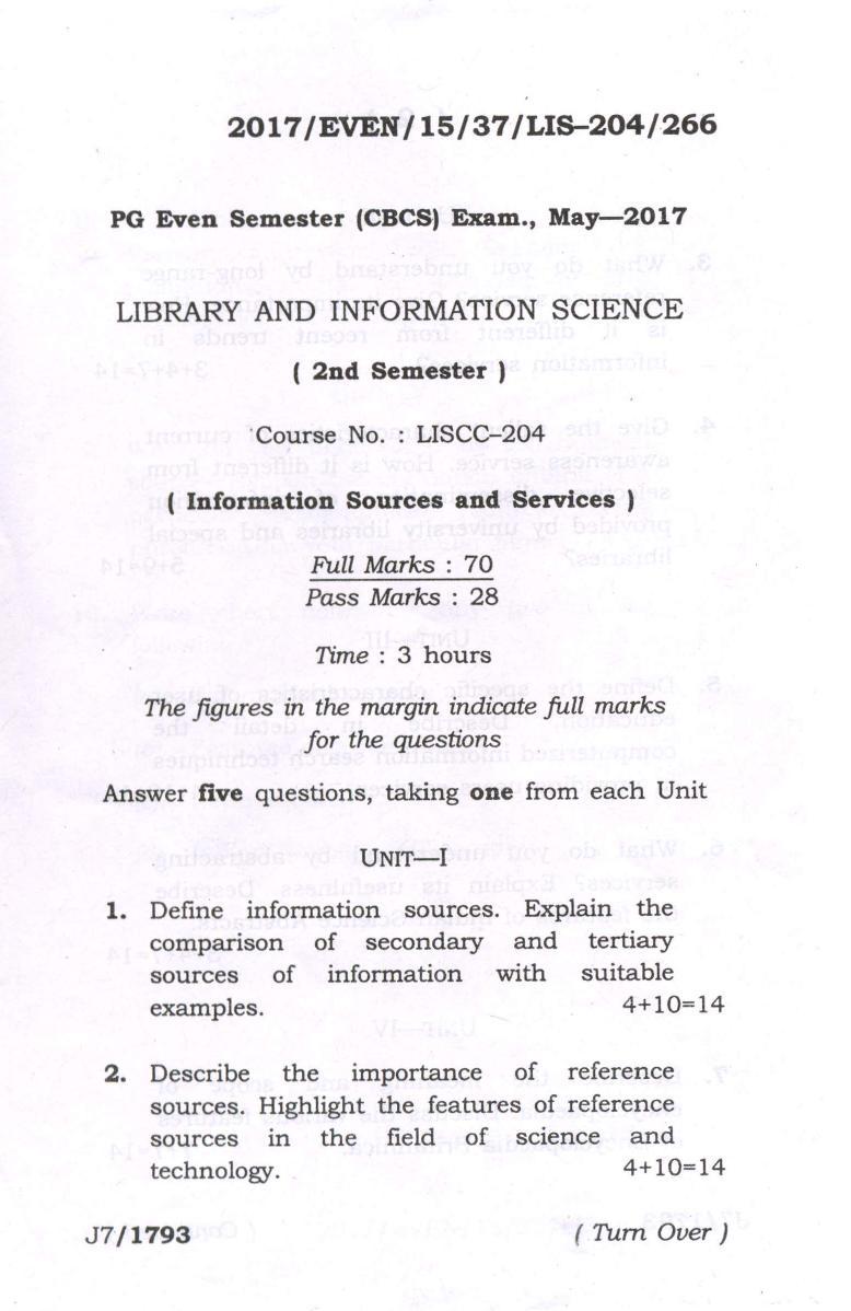 Assam University MLiSc (103) Dec 2013 Question Paper - Page 19