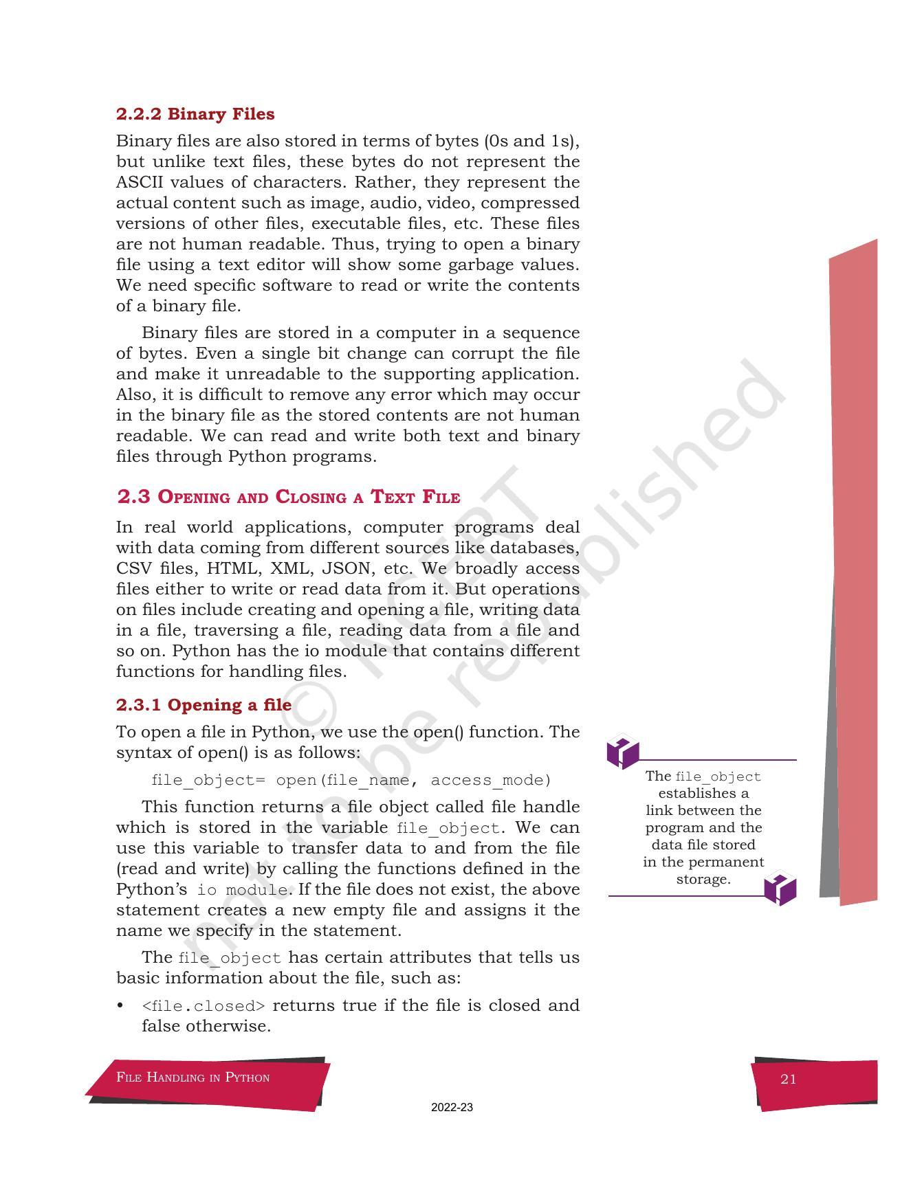 NCERT Book for Class 12 Computer Science Chapter 2 File Handling in Python - Page 3