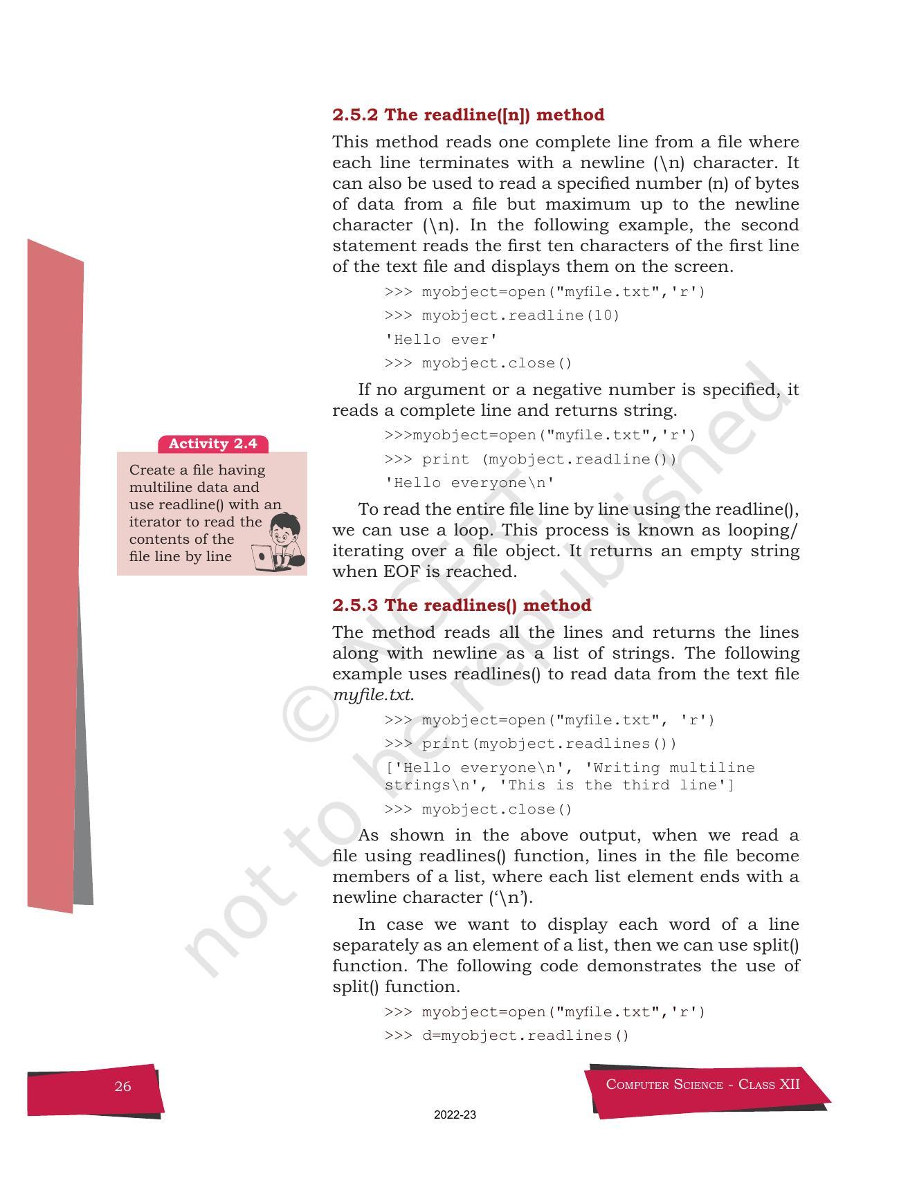 NCERT Book for Class 12 Computer Science Chapter 2 File Handling in Python - Page 8