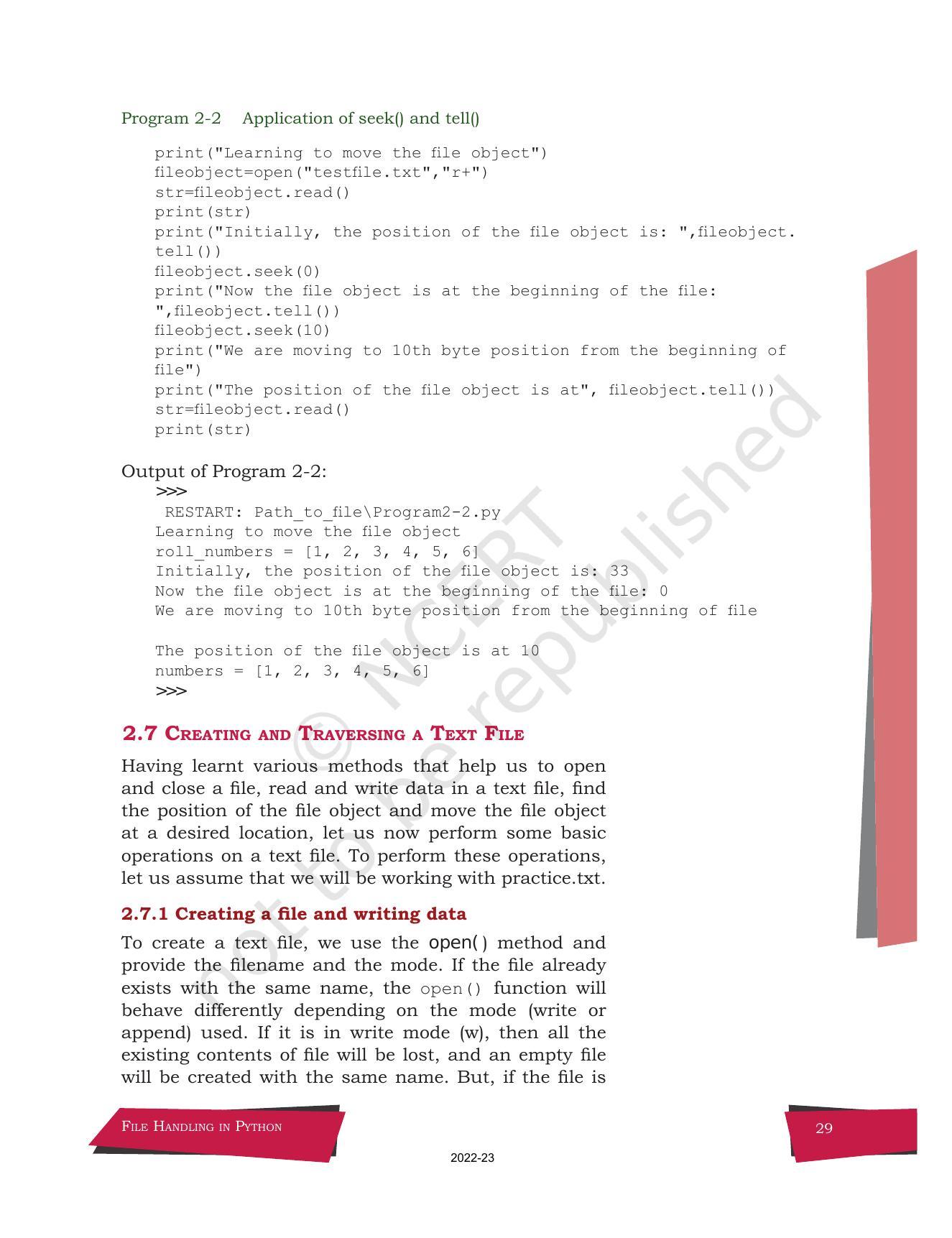 NCERT Book for Class 12 Computer Science Chapter 2 File Handling in Python - Page 11