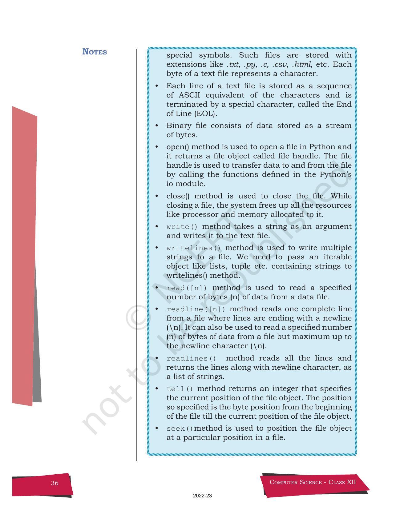 NCERT Book for Class 12 Computer Science Chapter 2 File Handling in Python - Page 18