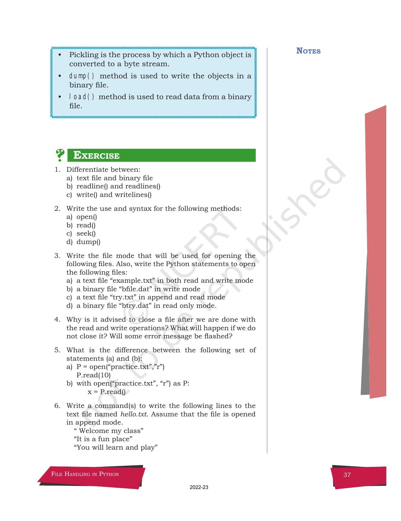 NCERT Book for Class 12 Computer Science Chapter 2 File Handling in Python - Page 19