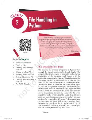 NCERT Book for Class 12 Computer Science Chapter 2 File Handling in Python