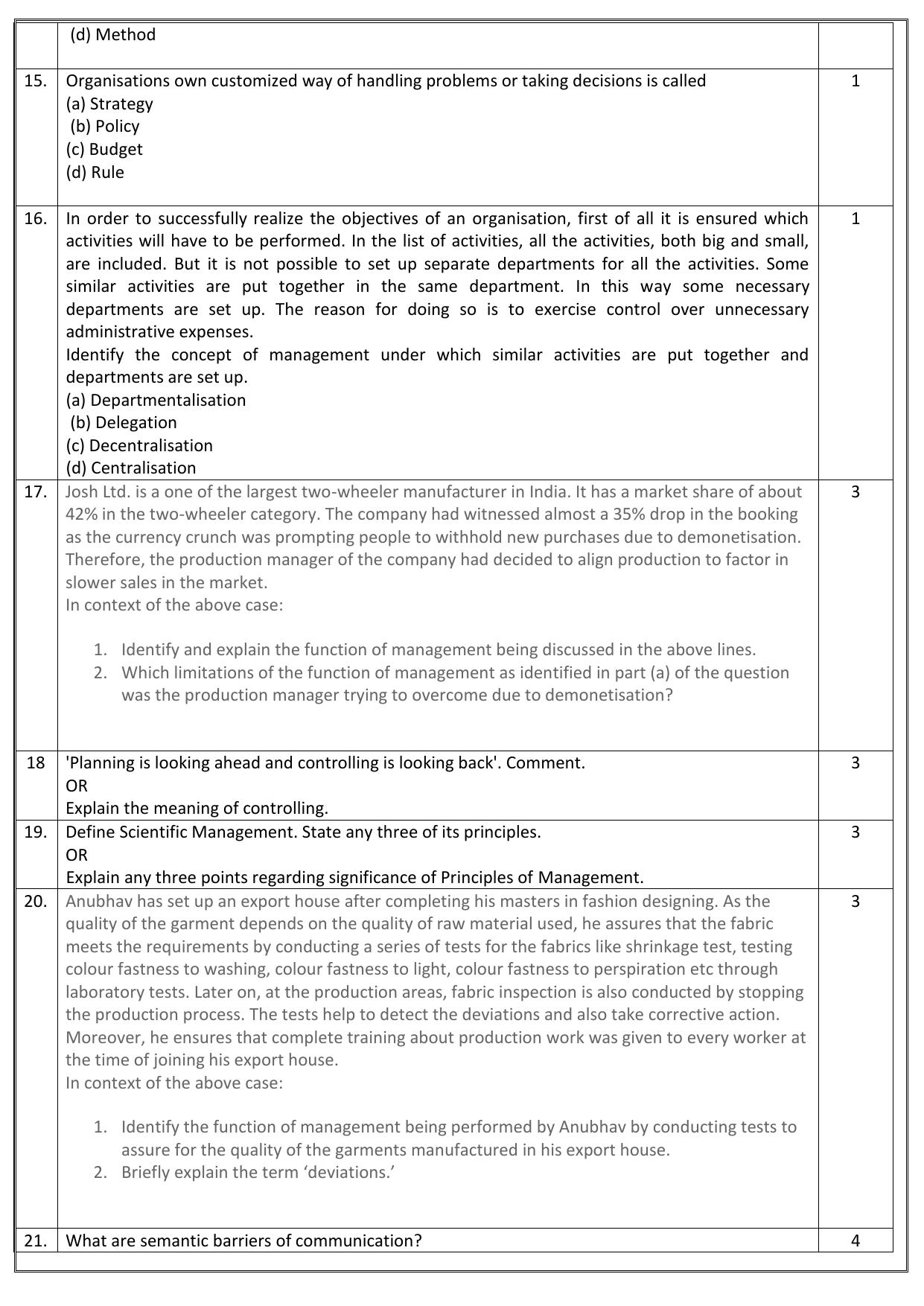 Edudel Class 12 Business Study Sample Question Paper Indcareer Docs