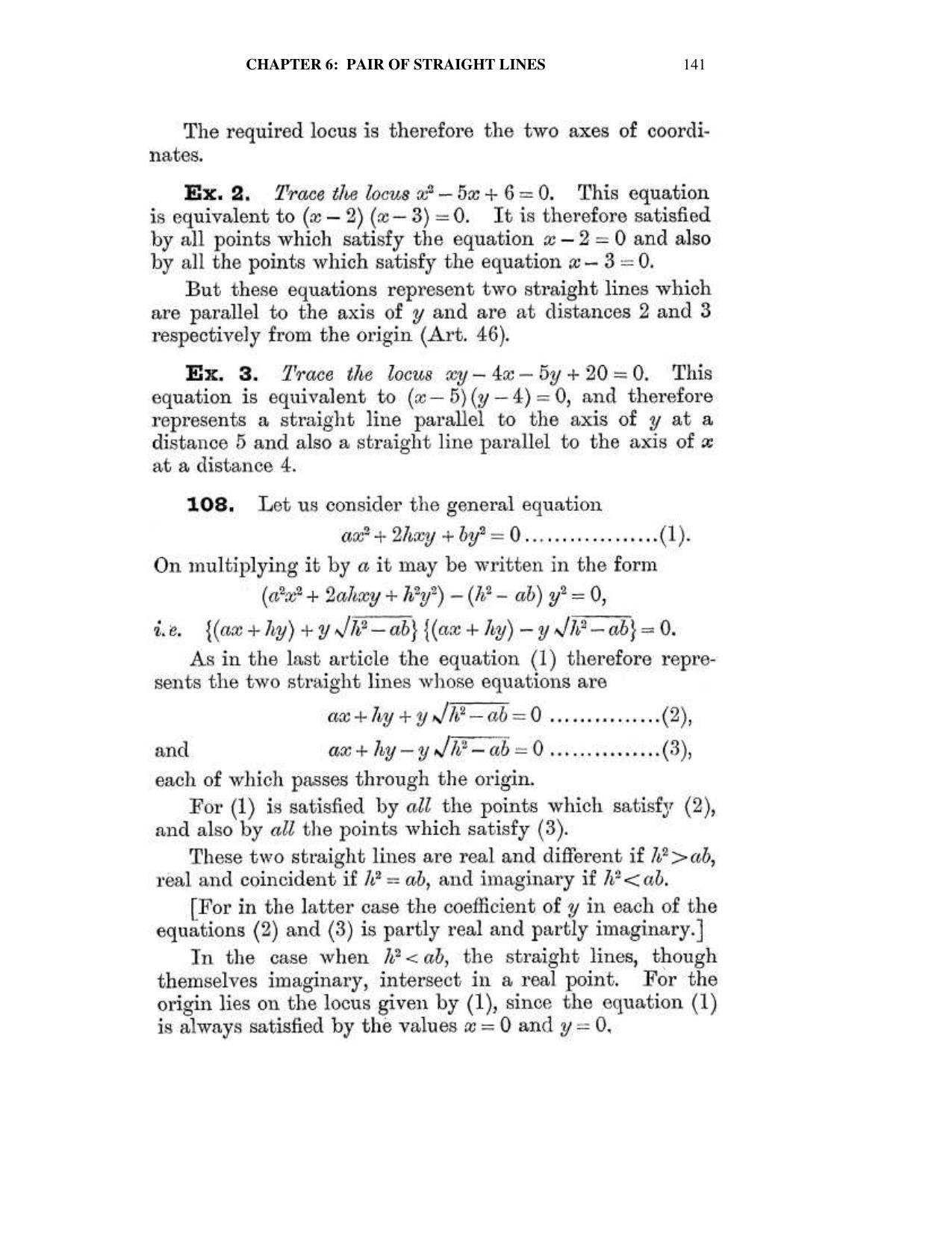 Chapter 6: On Equations Representing Two or More Straight Lines - SL Loney Solutions: The Elements of Coordinate Geometry - Page 2