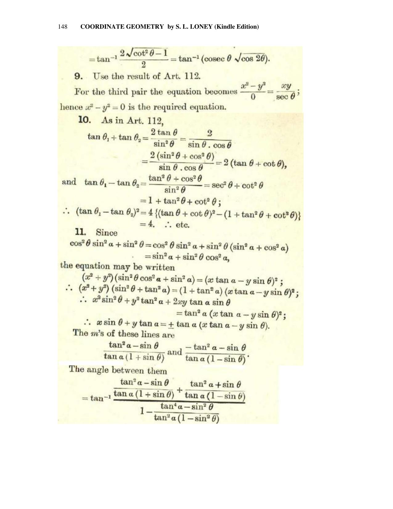 Chapter 6: On Equations Representing Two or More Straight Lines - SL Loney Solutions: The Elements of Coordinate Geometry - Page 9