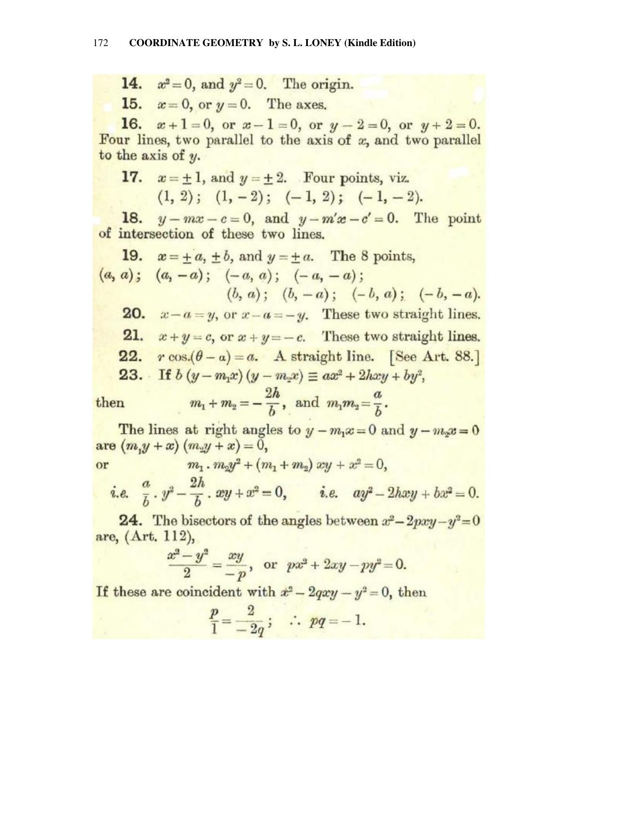 Chapter 6: On Equations Representing Two or More Straight Lines - SL Loney Solutions: The Elements of Coordinate Geometry - Page 33