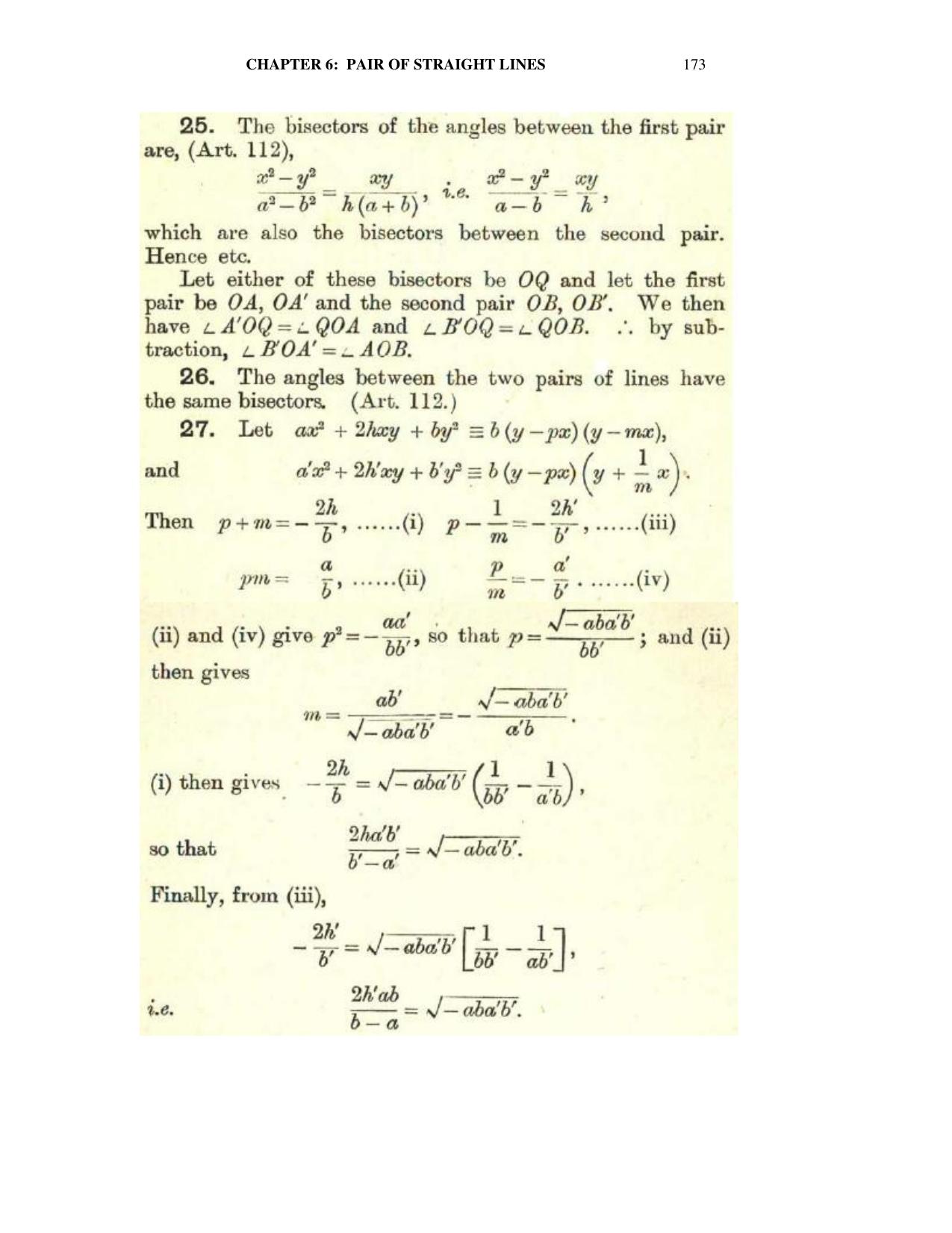 Chapter 6: On Equations Representing Two or More Straight Lines - SL Loney Solutions: The Elements of Coordinate Geometry - Page 34