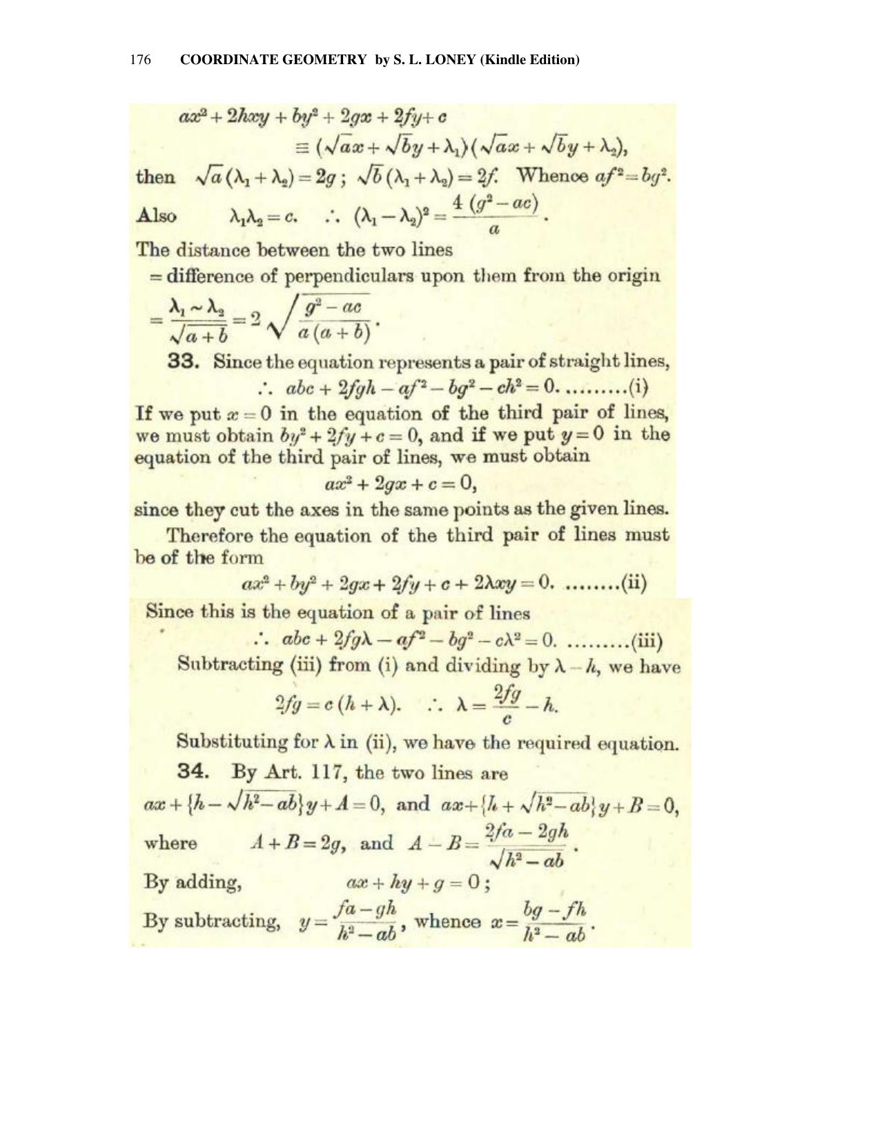 Chapter 6: On Equations Representing Two or More Straight Lines - SL Loney Solutions: The Elements of Coordinate Geometry - Page 37