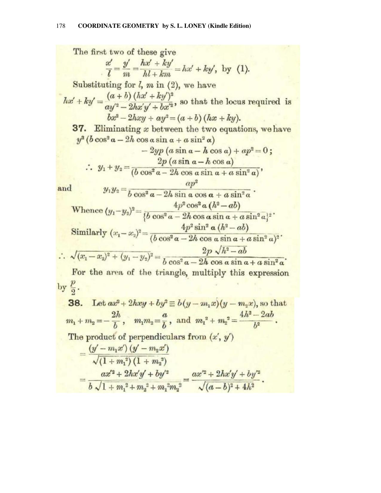 Chapter 6: On Equations Representing Two or More Straight Lines - SL Loney Solutions: The Elements of Coordinate Geometry - Page 39