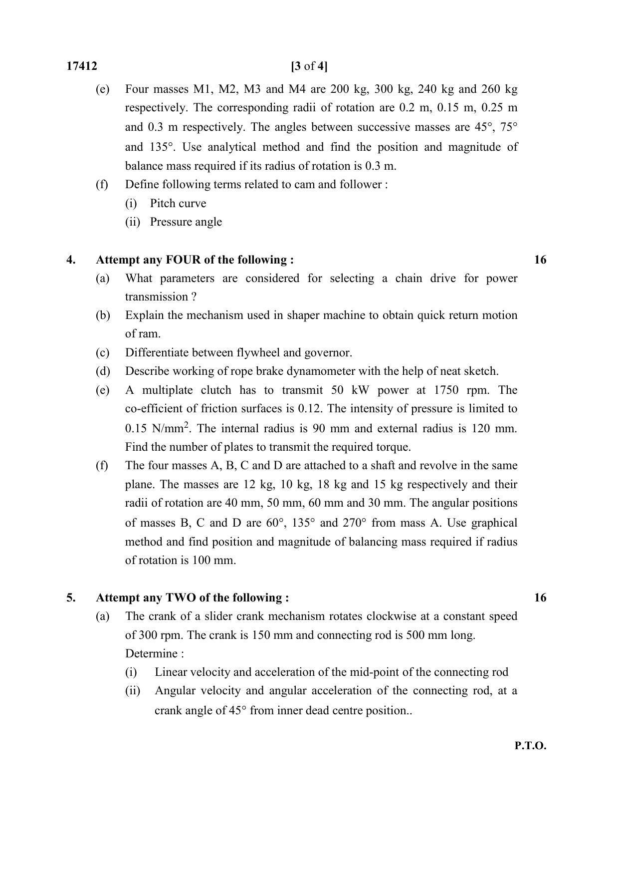 MSBTE Summer Question Paper 2019 - THEORY OF MACHINES - IndCareer Docs