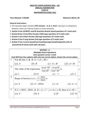 Edudel Class 11 Math (English) Practice Papers-2 (2023-24)