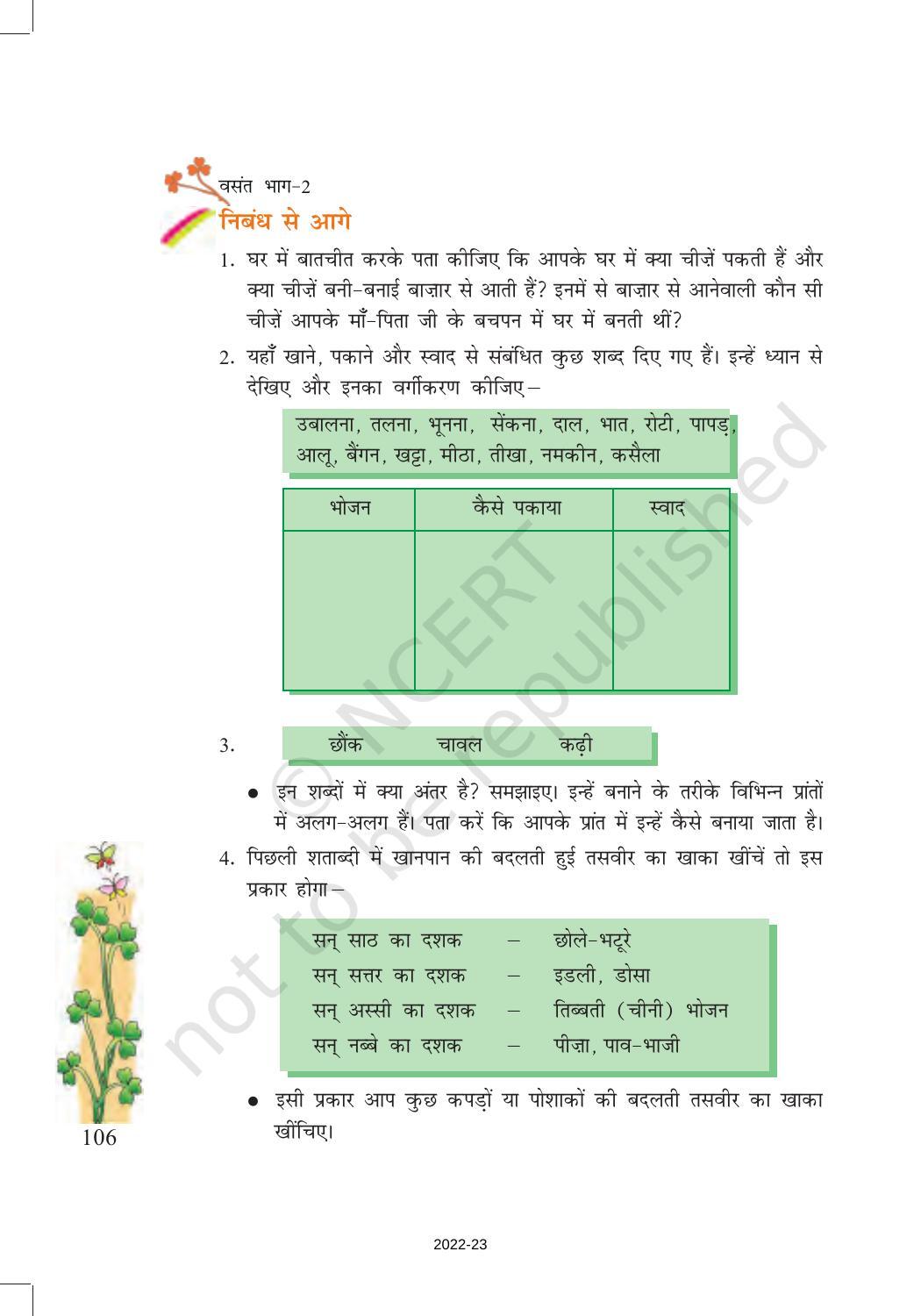 Ncert Book For Class 7 Hindi Vasant Chapter 14 खानपान की बदलती तसवीर निबंध Indcareer Docs