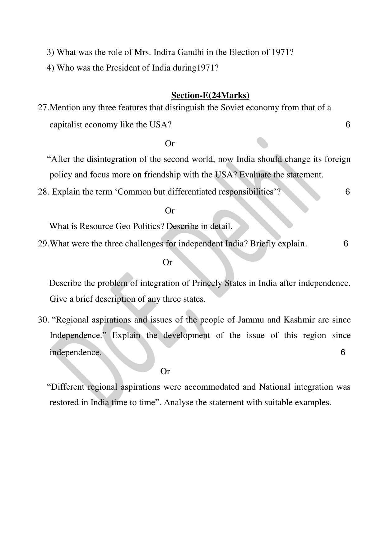 Edudel Class 12 Political Science (English) Practice Papers-2 (2023-24) - Page 10