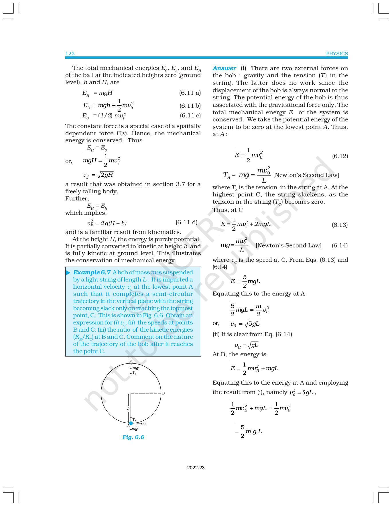 NCERT Book For Class 11 Physics Chapter 6 Work, Energy