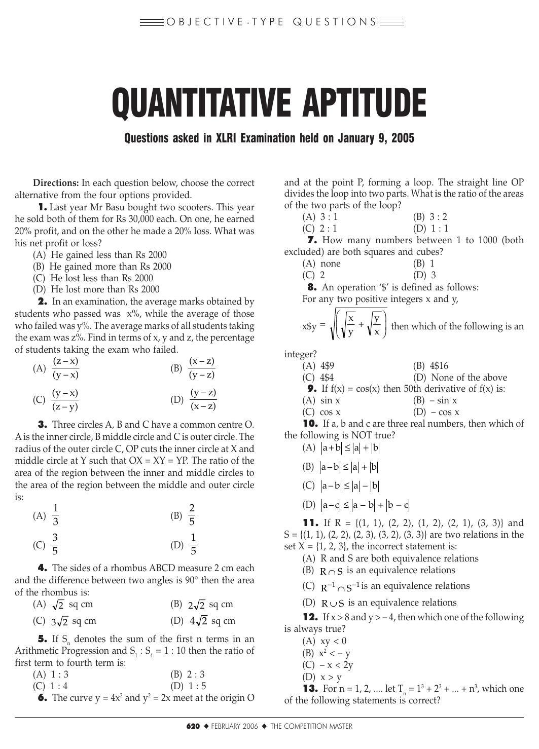 XAT 2005 (Paper I – Set II) Question Papers  - Page 1