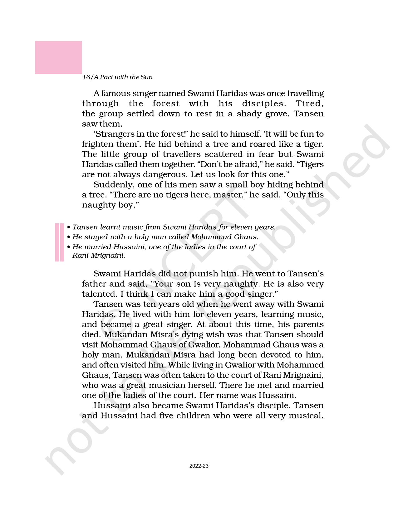 NCERT Book for Class 6 English(A Pact with the Sun) : Chapter 5-Tansen - Page 2