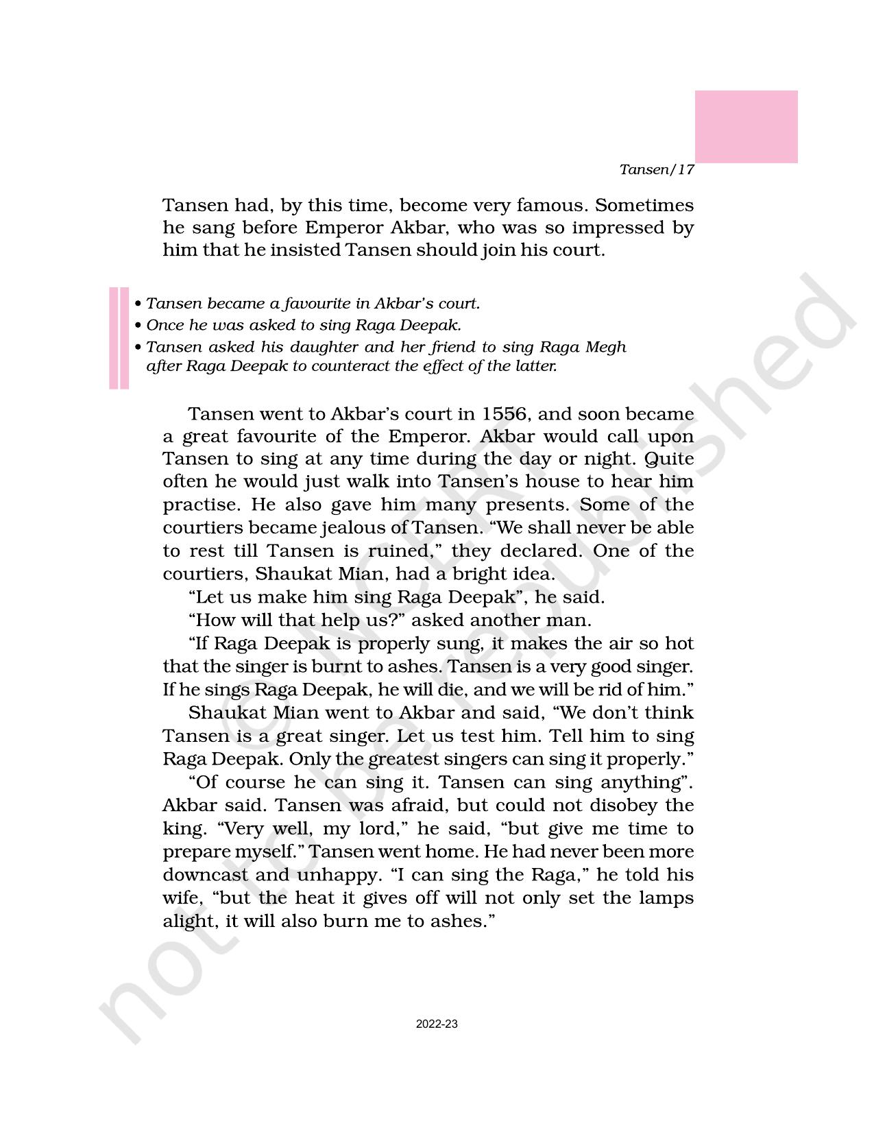 NCERT Book for Class 6 English(A Pact with the Sun) : Chapter 5-Tansen - Page 3