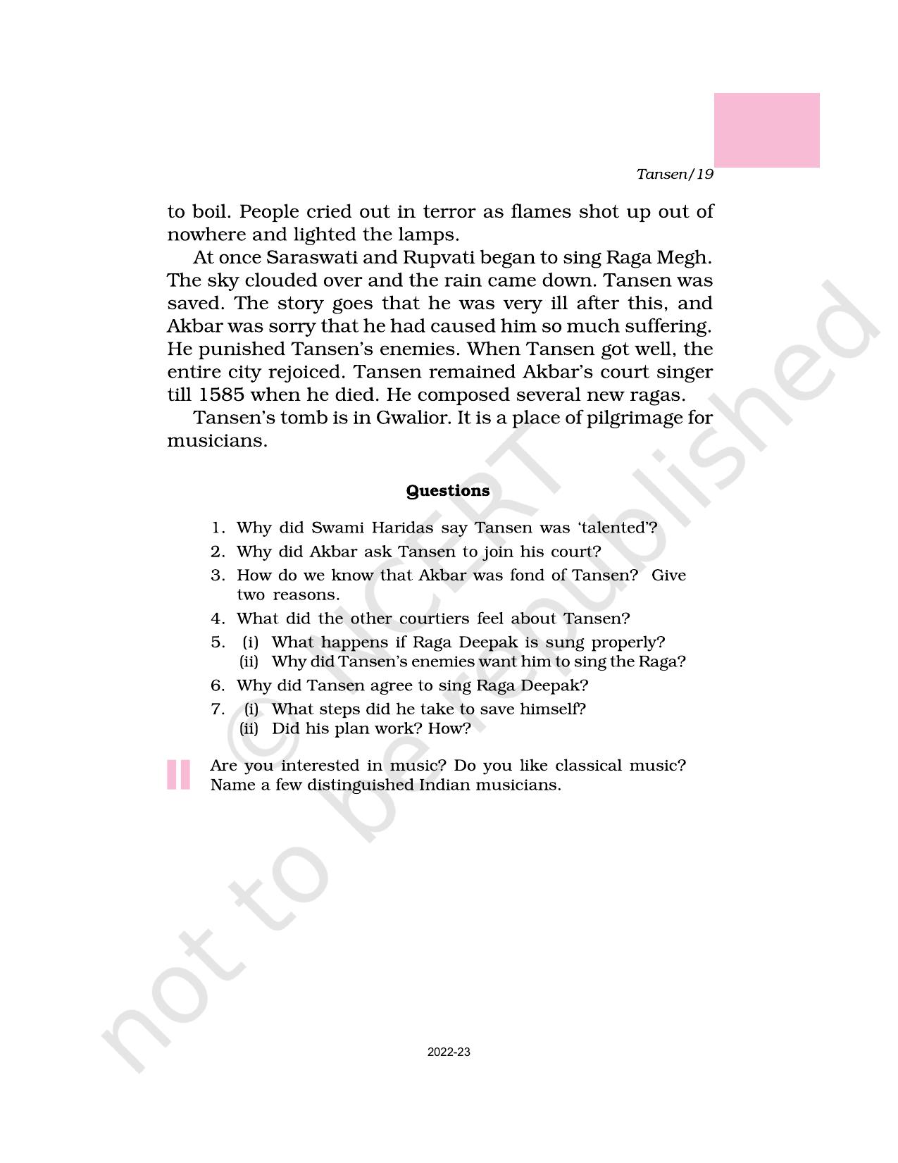 NCERT Book for Class 6 English(A Pact with the Sun) : Chapter 5-Tansen - Page 5
