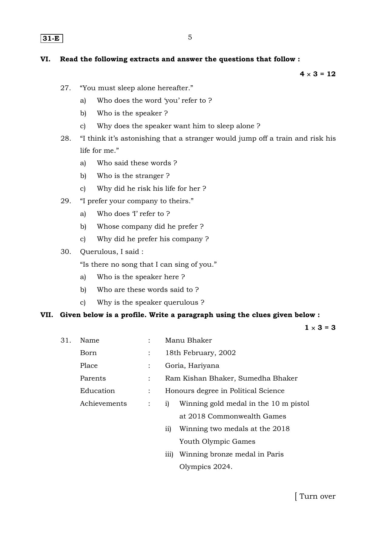 Karnataka SSLC English (Second Language) Set 2 Model Question Paper 2025 - Page 5