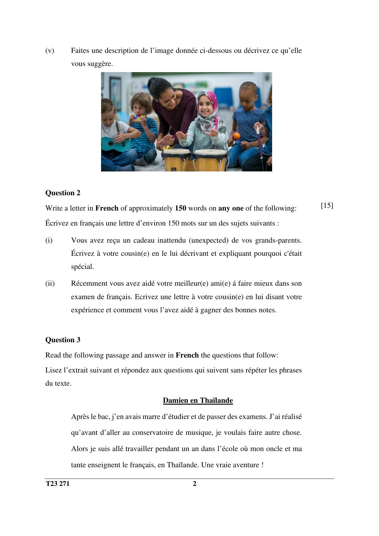 ICSE Class 10 FRENCH 2023 Question Paper - Page 2