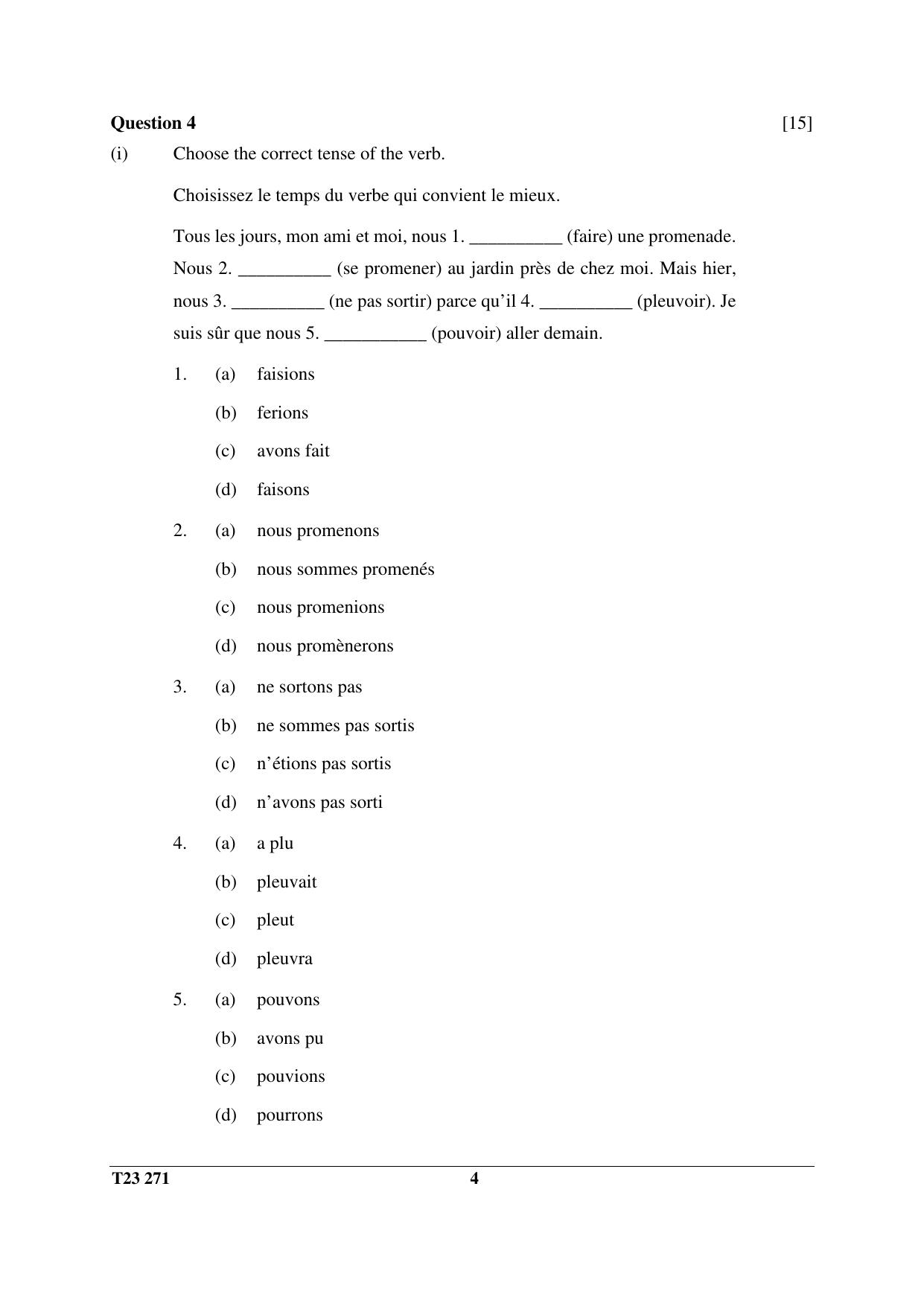 ICSE Class 10 FRENCH 2023 Question Paper - Page 4