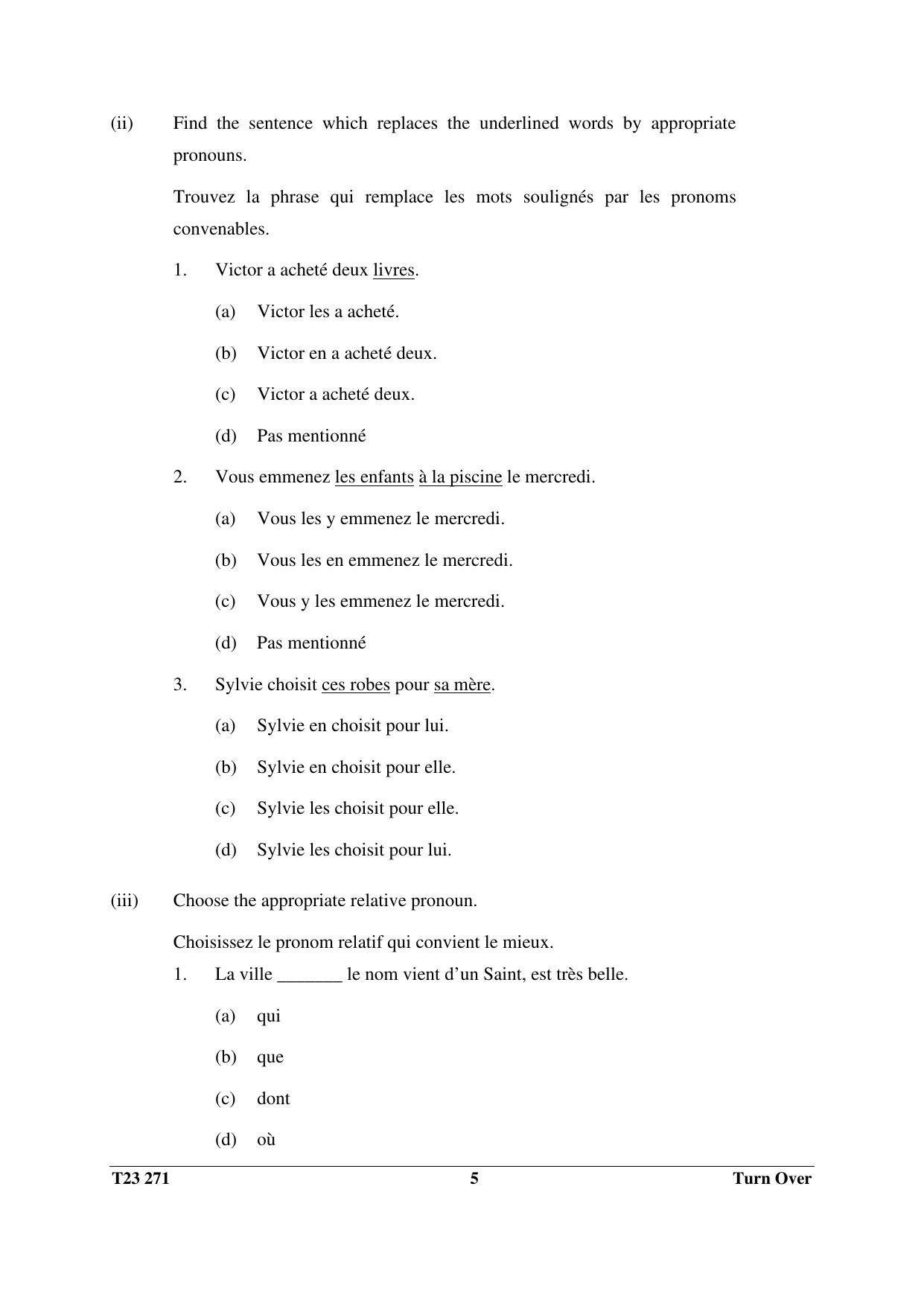 ICSE Class 10 FRENCH 2023 Question Paper - Page 5