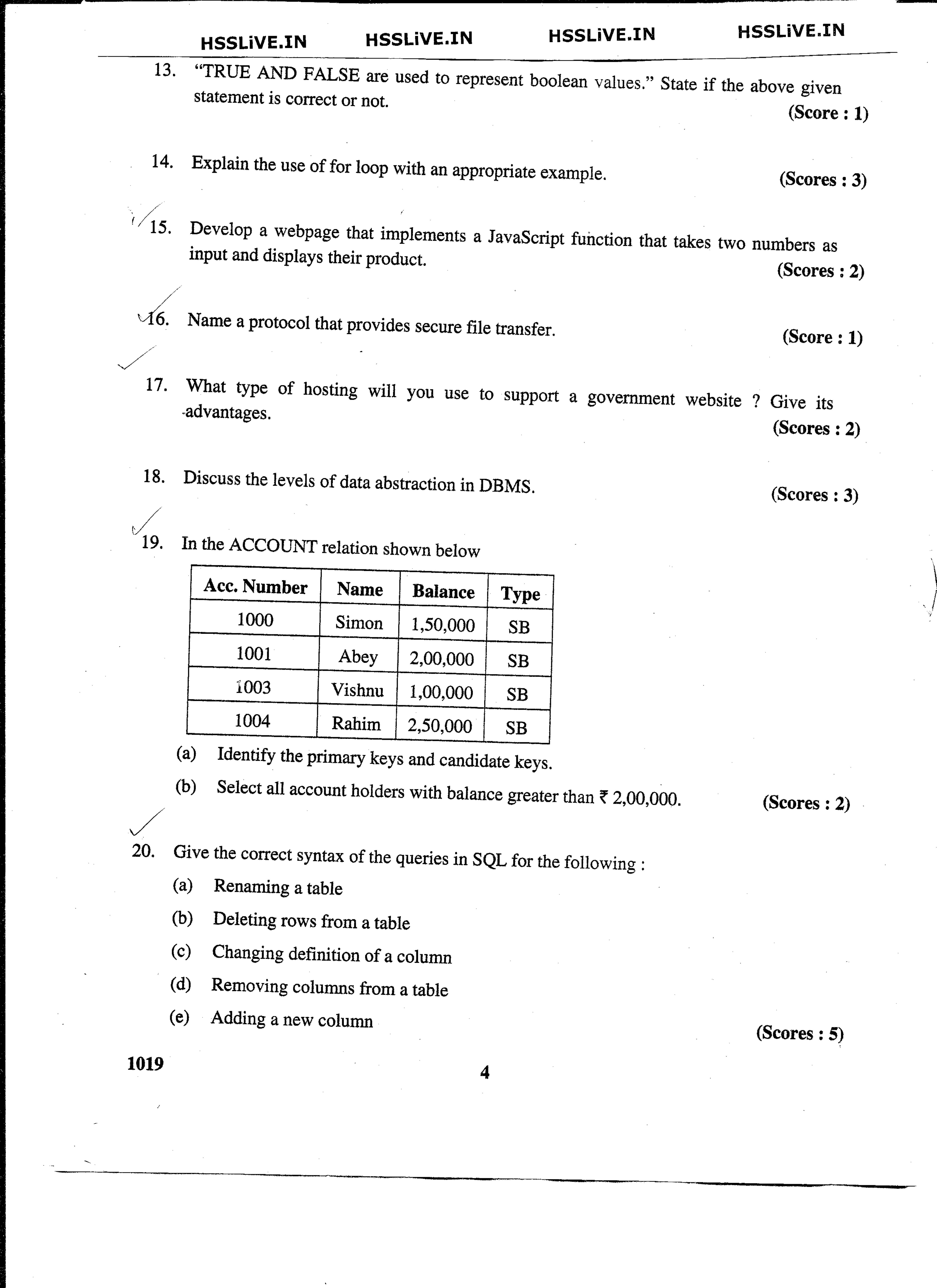 Kerala Plus Two 2016 Computer Science Question Paper - Page 3