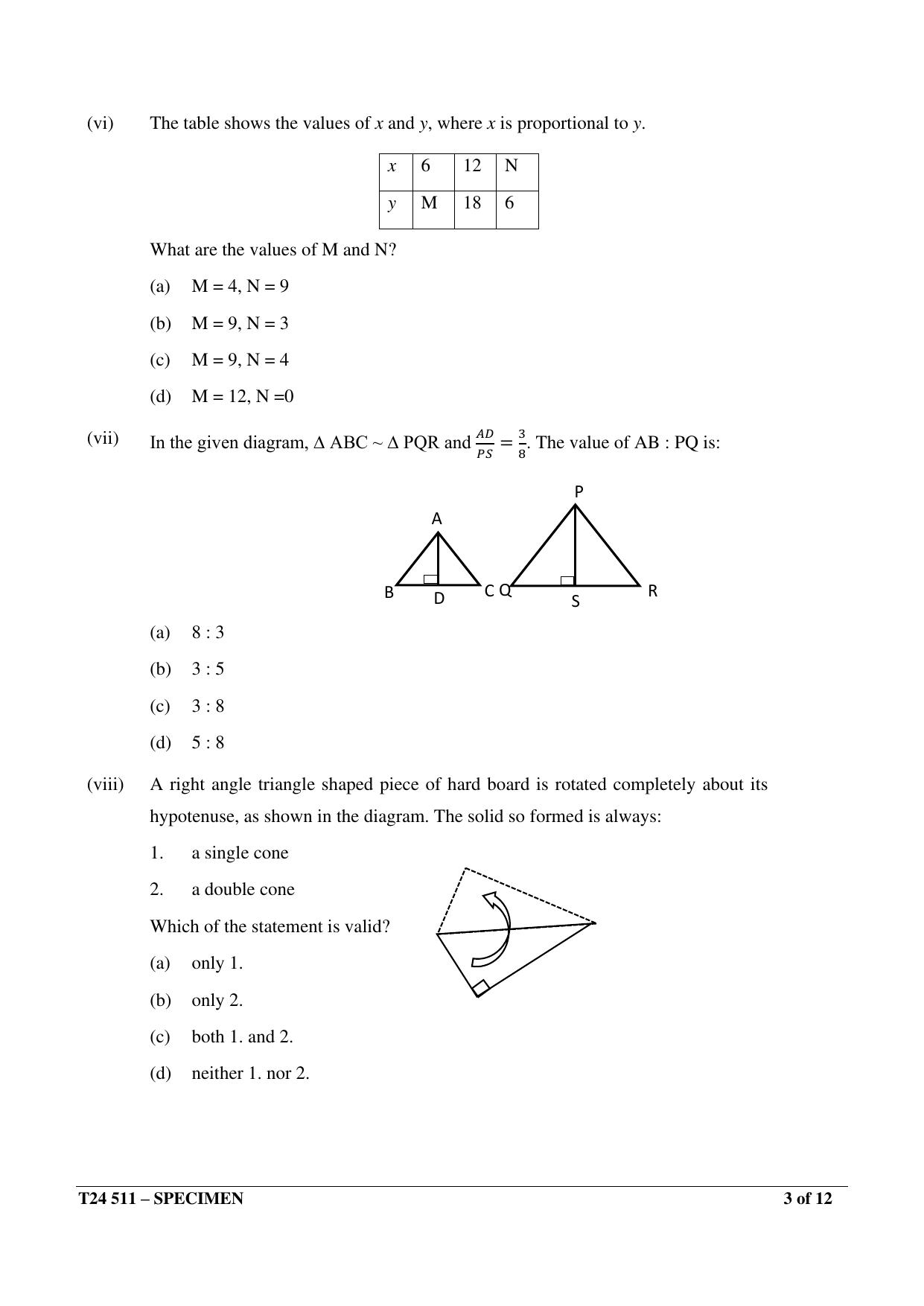 ICSE Class 10  2024 Mathematics Sample Paper - Page 3