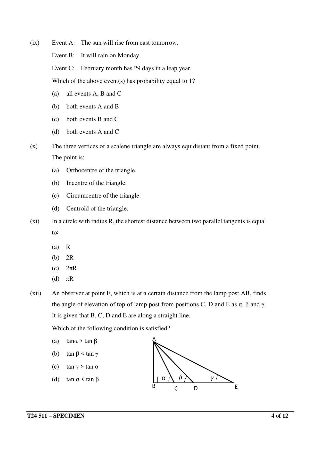 ICSE Class 10  2024 Mathematics Sample Paper - Page 4