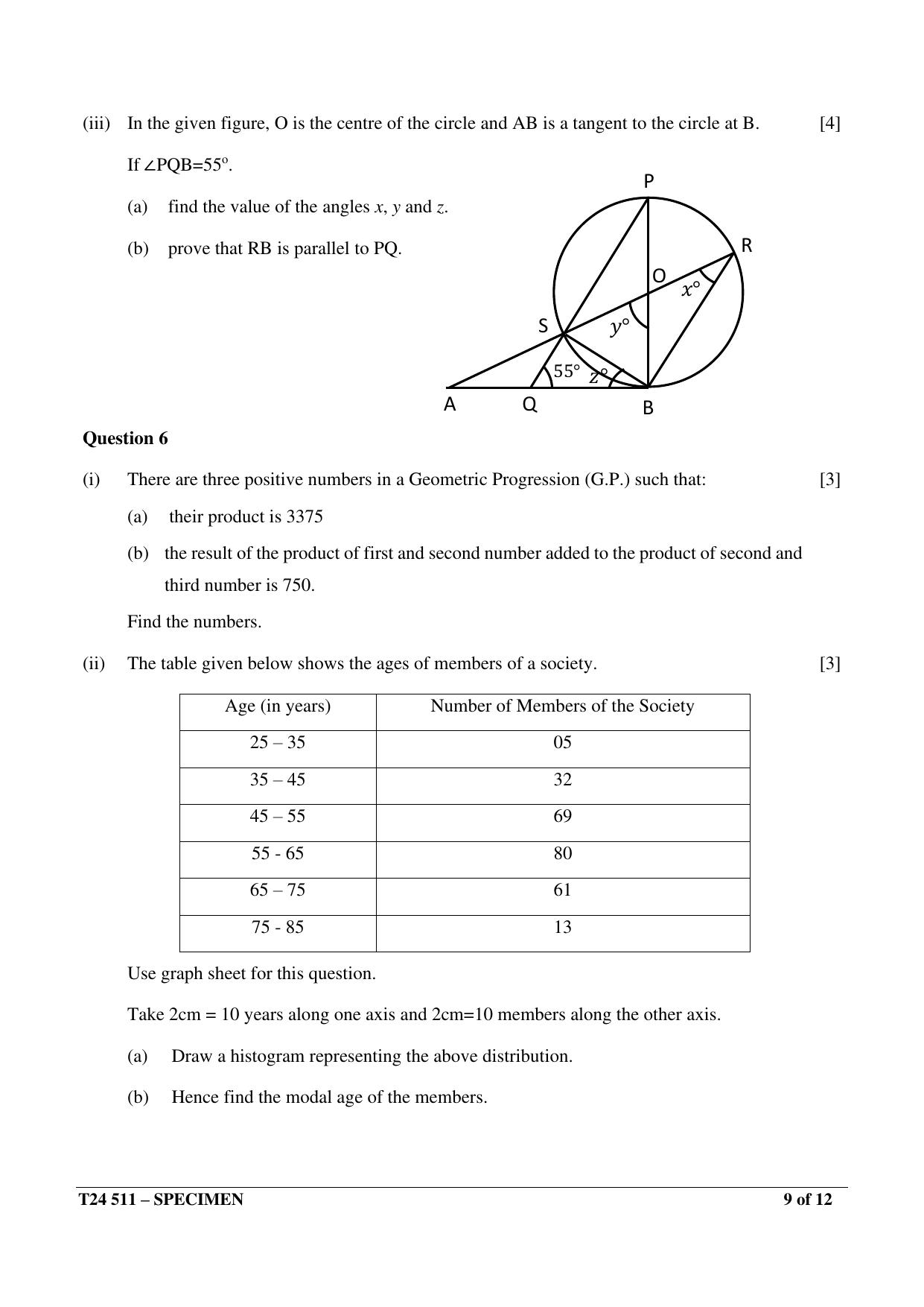 ICSE Class 10  2024 Mathematics Sample Paper - Page 9