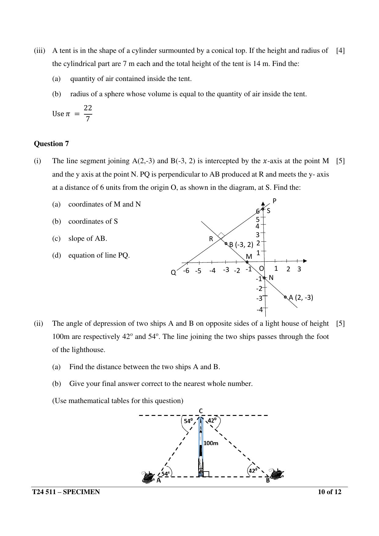 ICSE Class 10  2024 Mathematics Sample Paper - Page 10