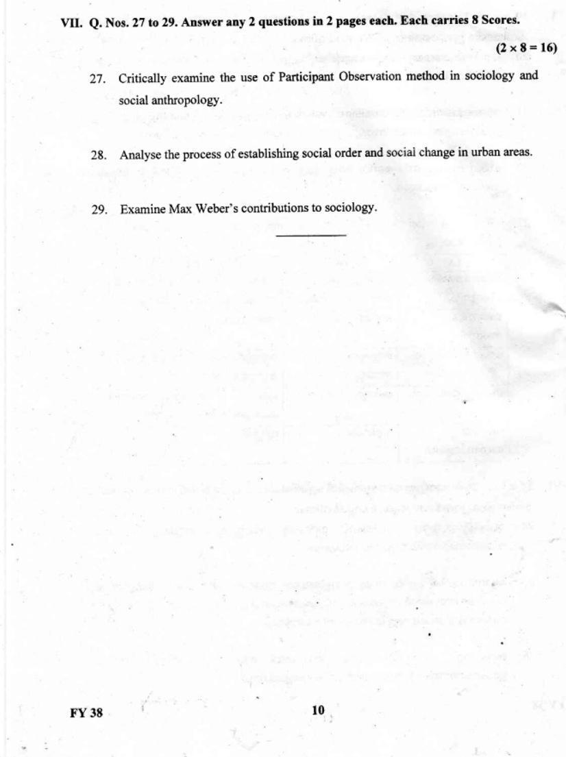 Kerala Plus One 2019  Sociology Question Paper - Page 10