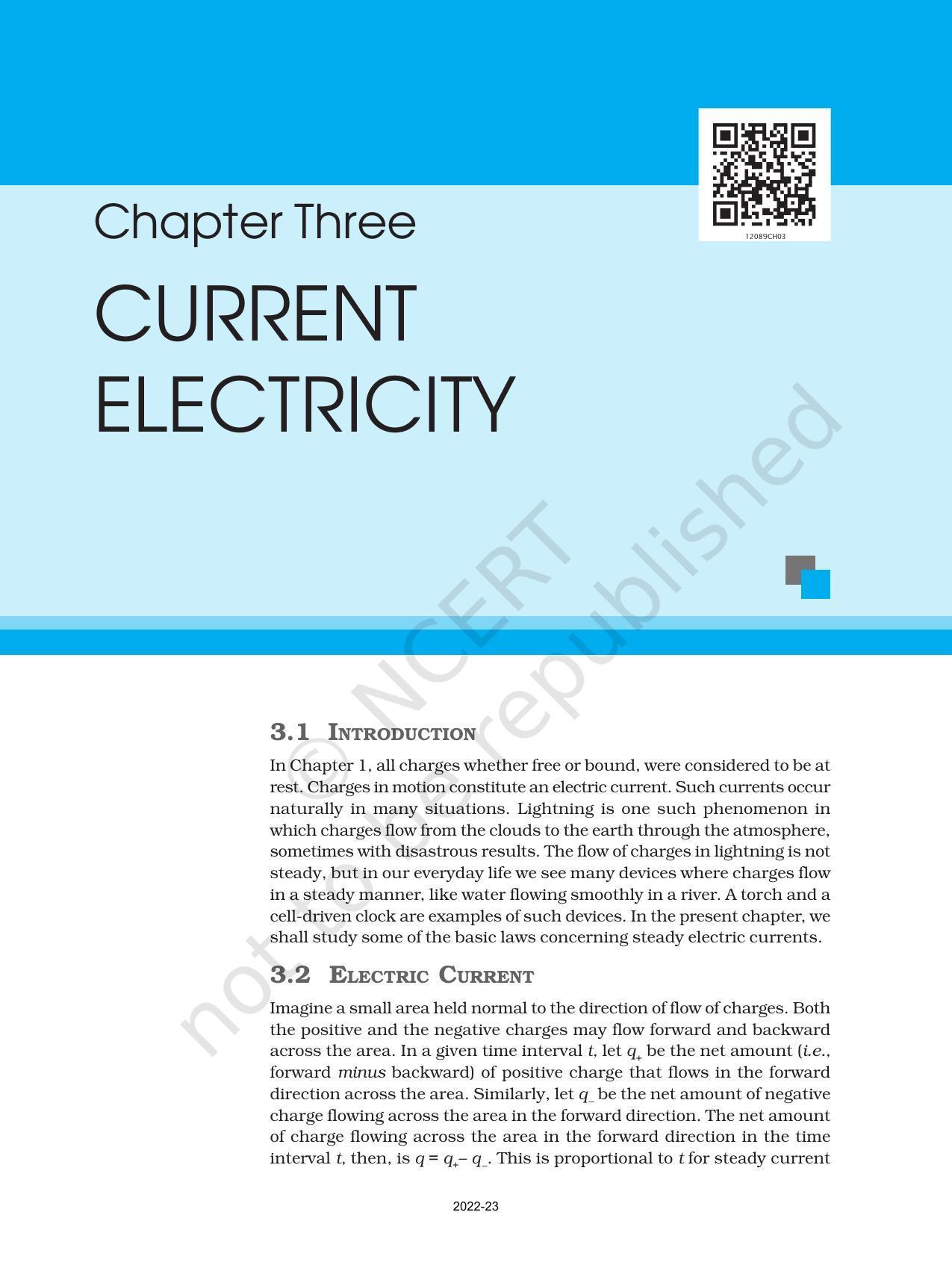 NCERT Book for Class 12 Physics Chapter 3 Current Electricity - Page 1