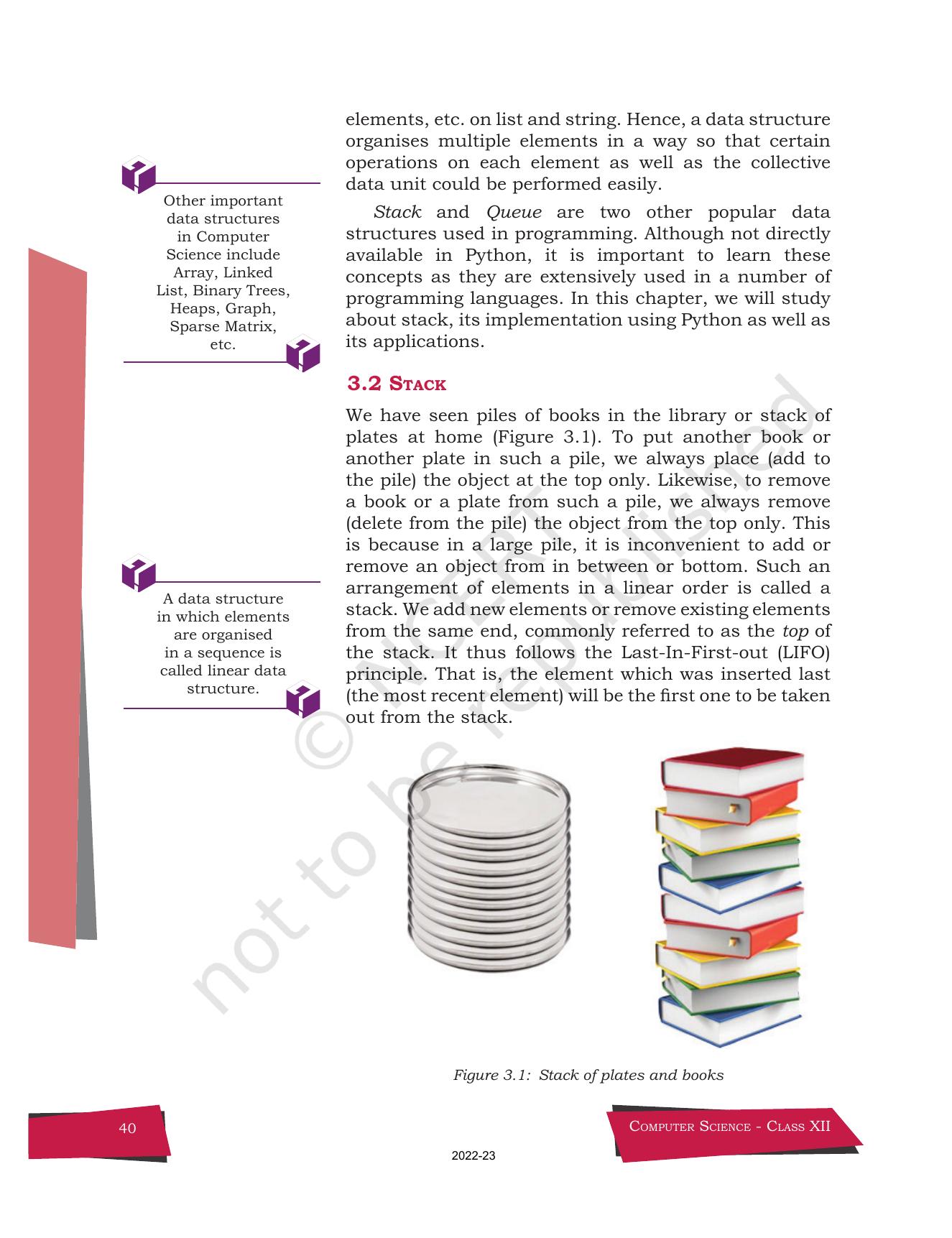 NCERT Book for Class 12 Computer Science Chapter 3 Stack - Page 2