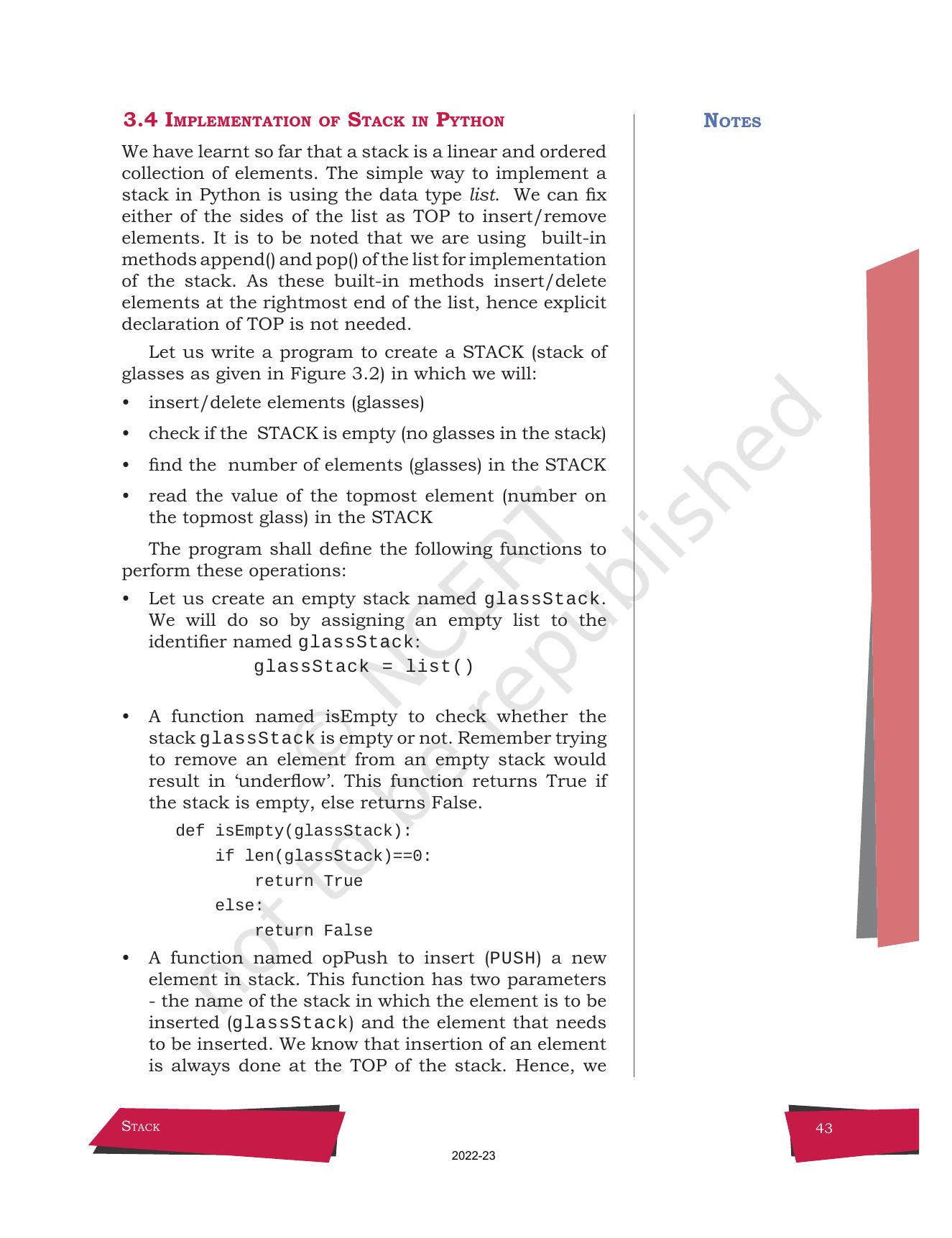 NCERT Book for Class 12 Computer Science Chapter 3 Stack - Page 5