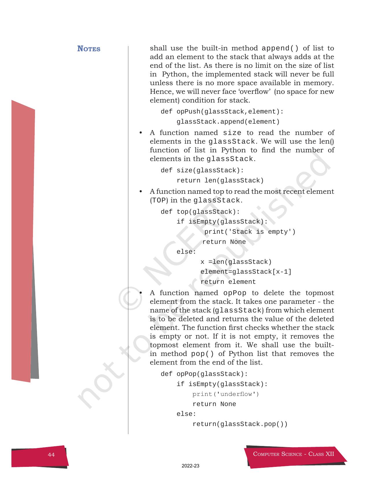 NCERT Book for Class 12 Computer Science Chapter 3 Stack - Page 6