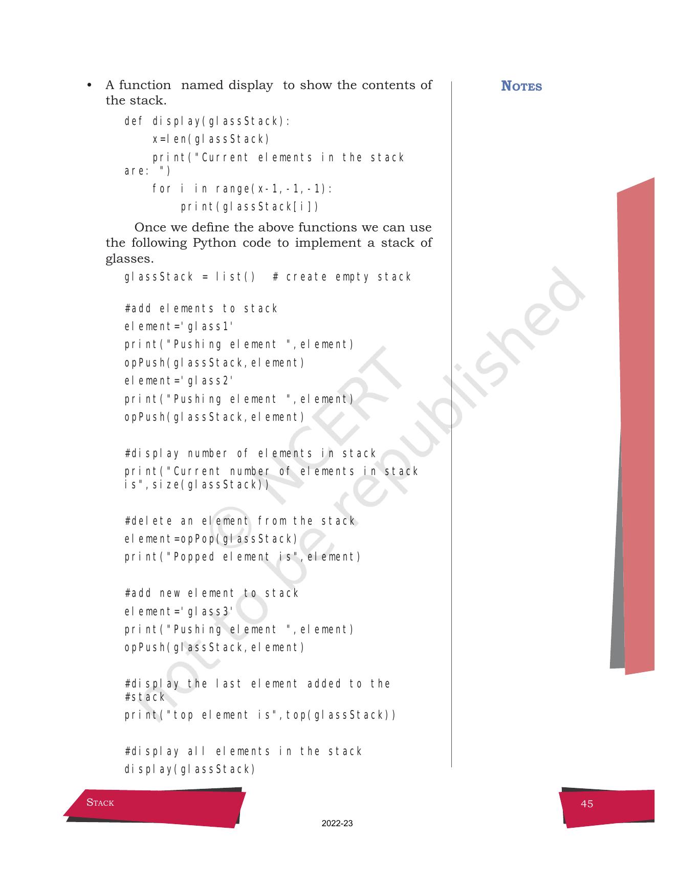 NCERT Book for Class 12 Computer Science Chapter 3 Stack - Page 7